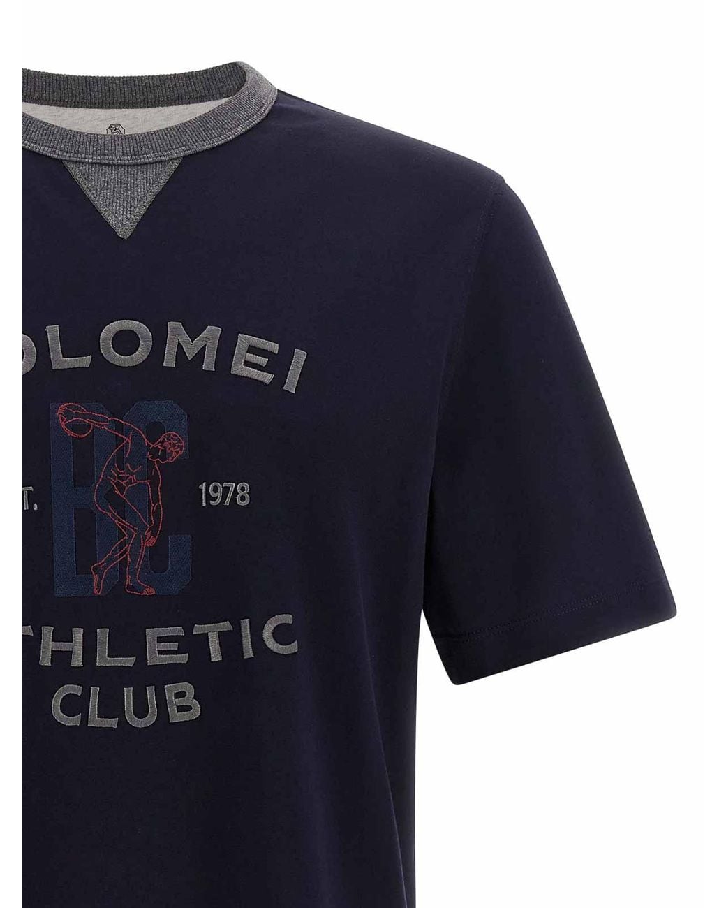 Brunello Cucinelli Blue Solomei Athletic Club T-Shirt for men