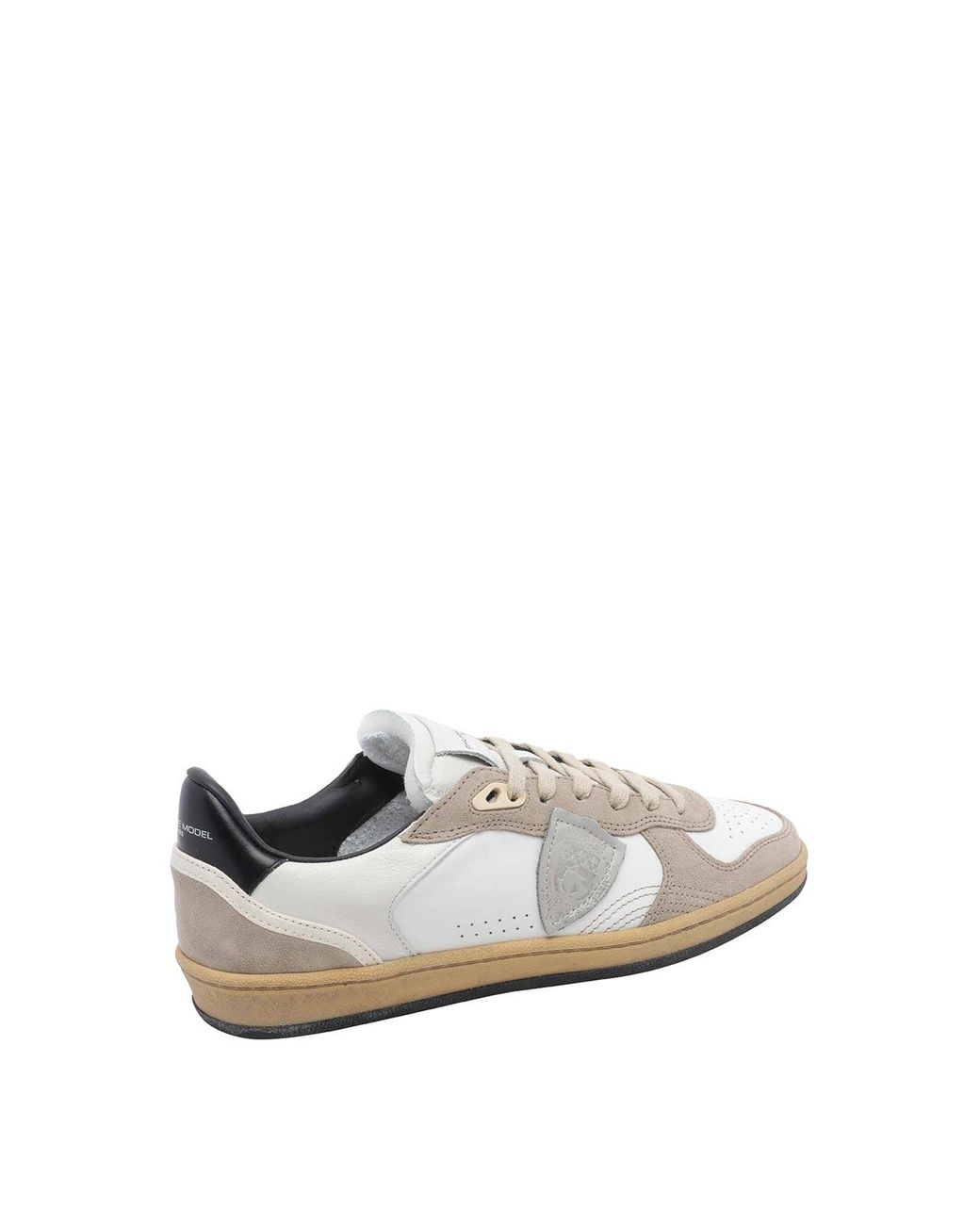 Philippe Model White Pgal Suede Calfskin Low-Top Sneakers With Perforated Toe for men