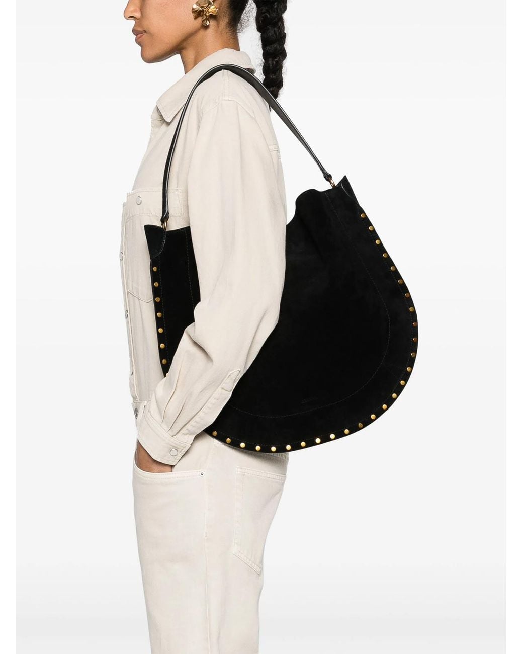 Isabel Marant Black Oskan Hobo Soft Suede Bag