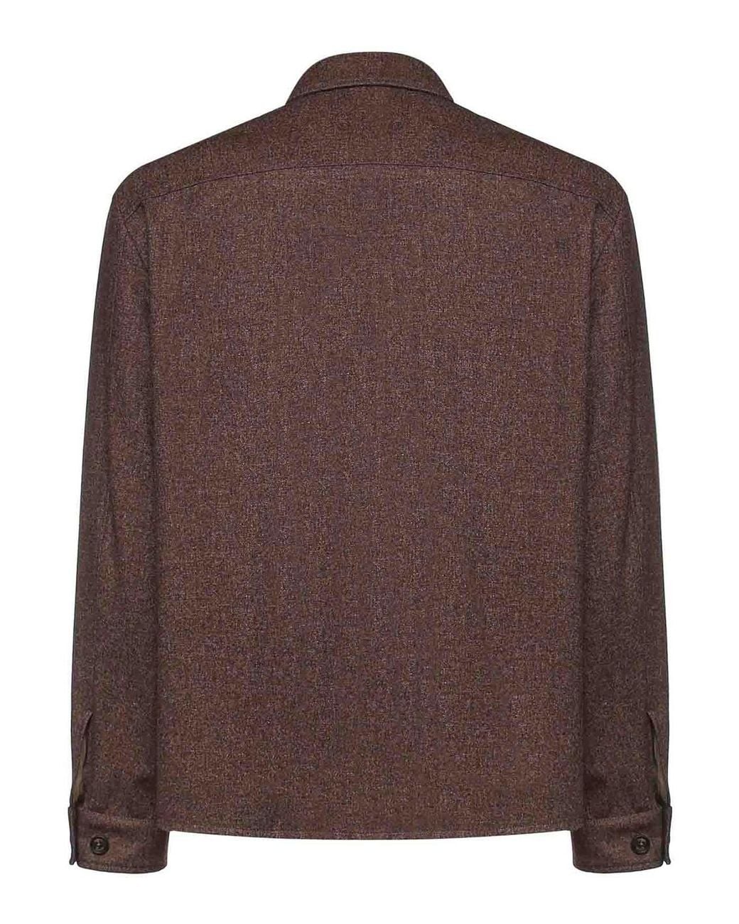 Eleventy Brown Wool Blend Overshirt for men
