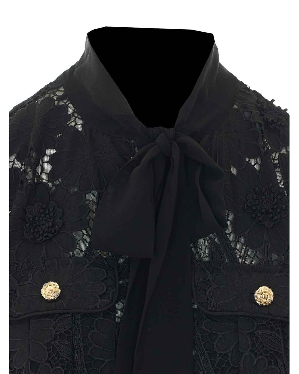 Self-Portrait Black Lace Tie Top
