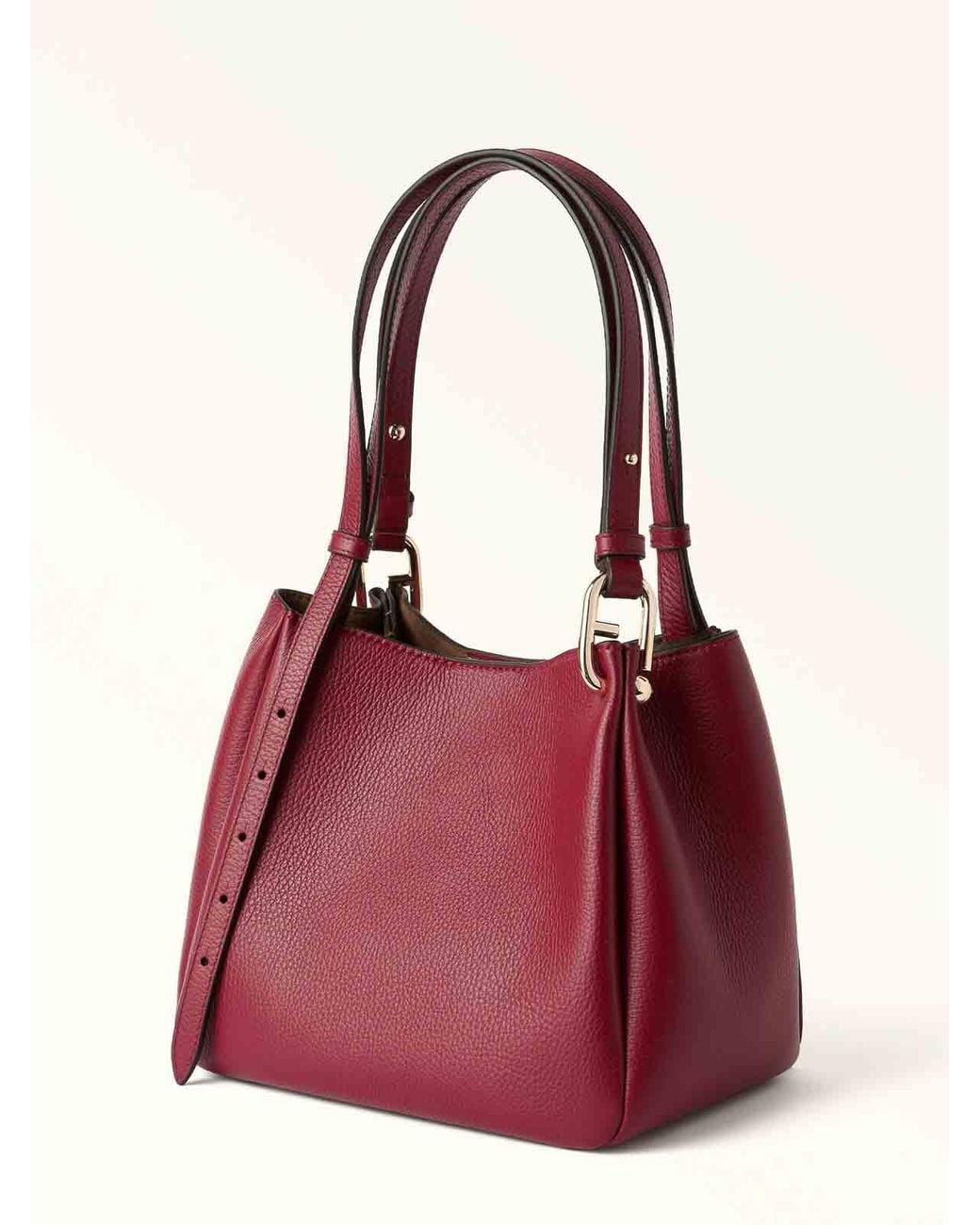 Furla Red Nuvola M Cherry Leather Tote Bag