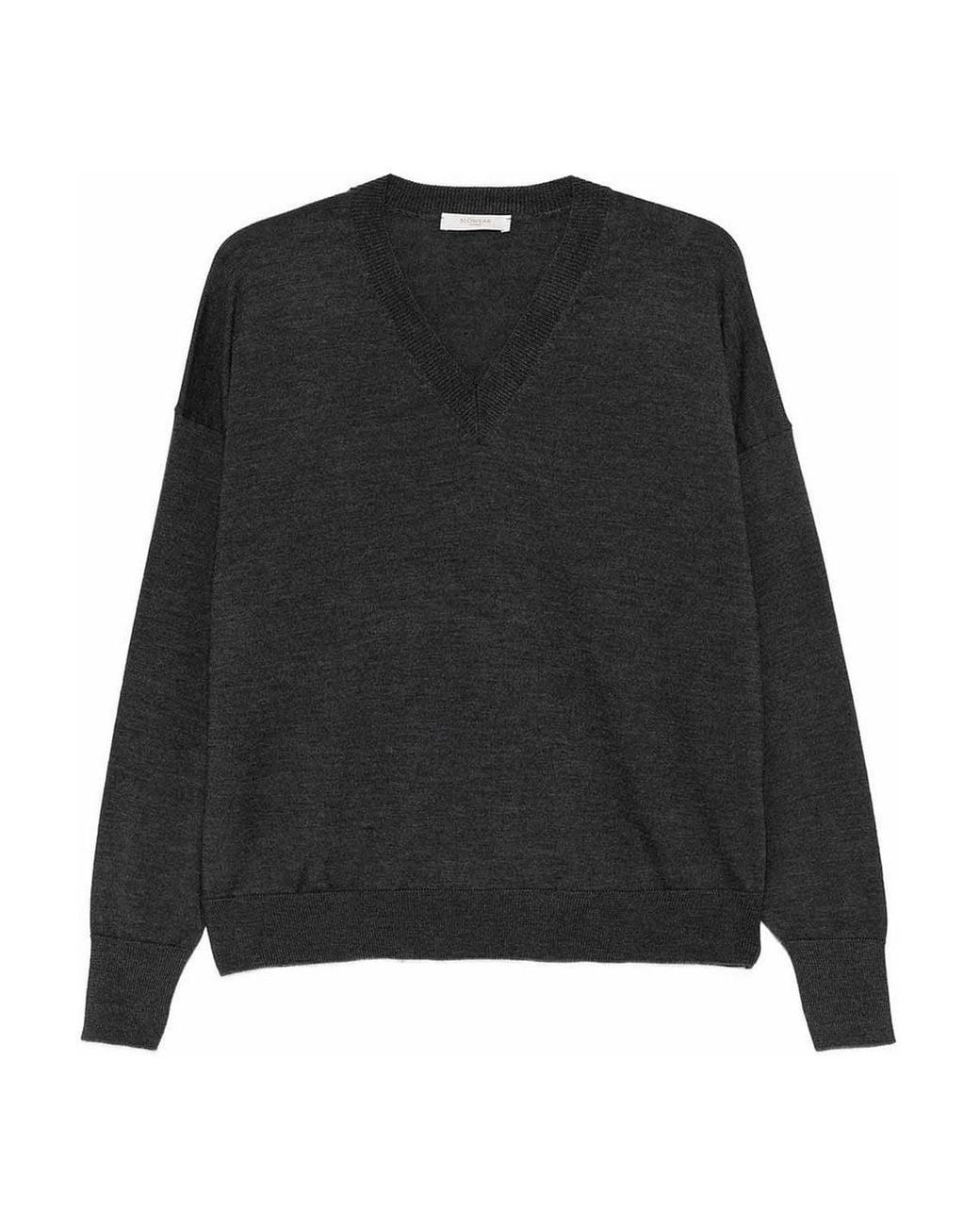 Zanone Black Wool V-Neck Jumper