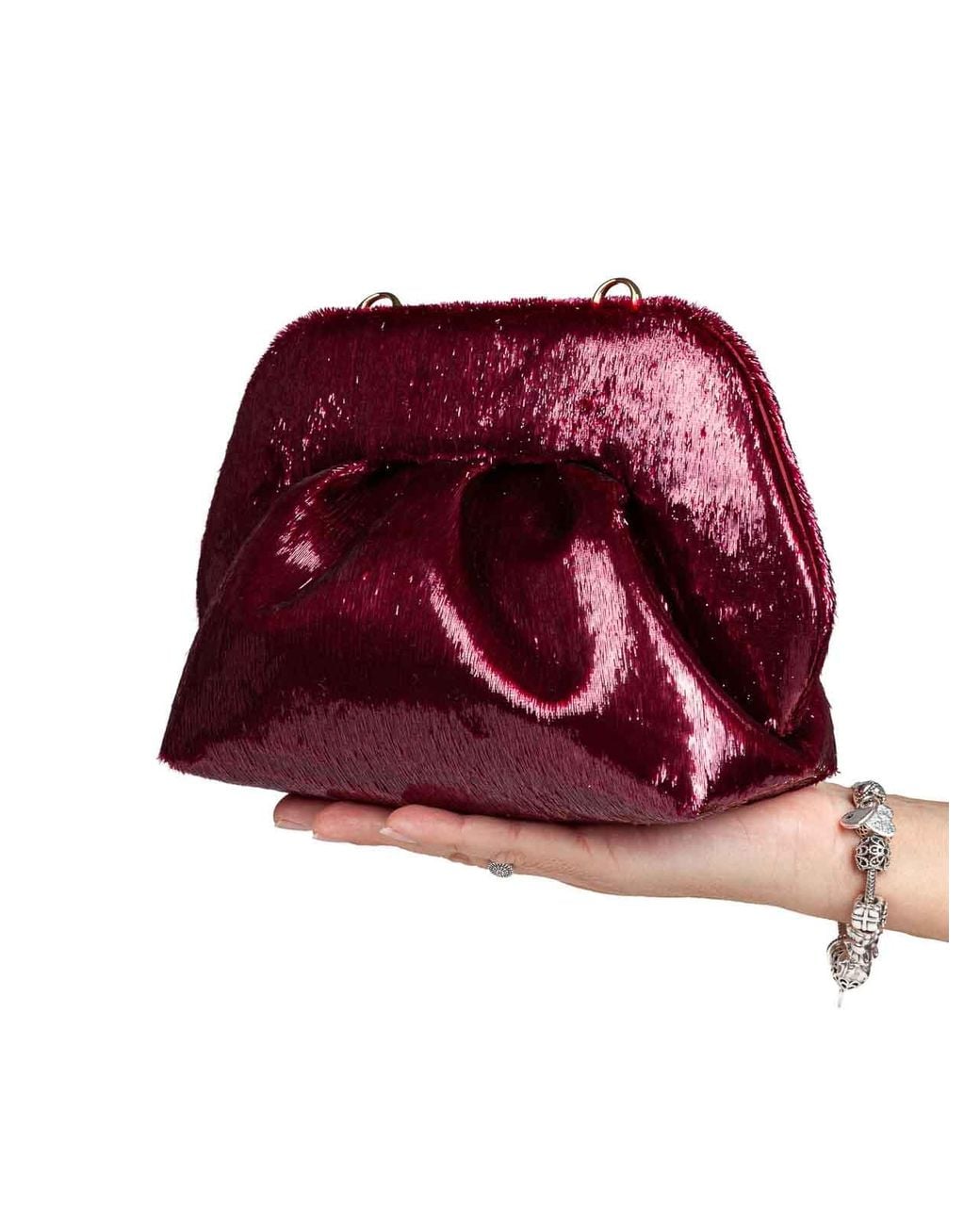 THEMOIRÈ Purple Bios Small Lurex Clutch Bag