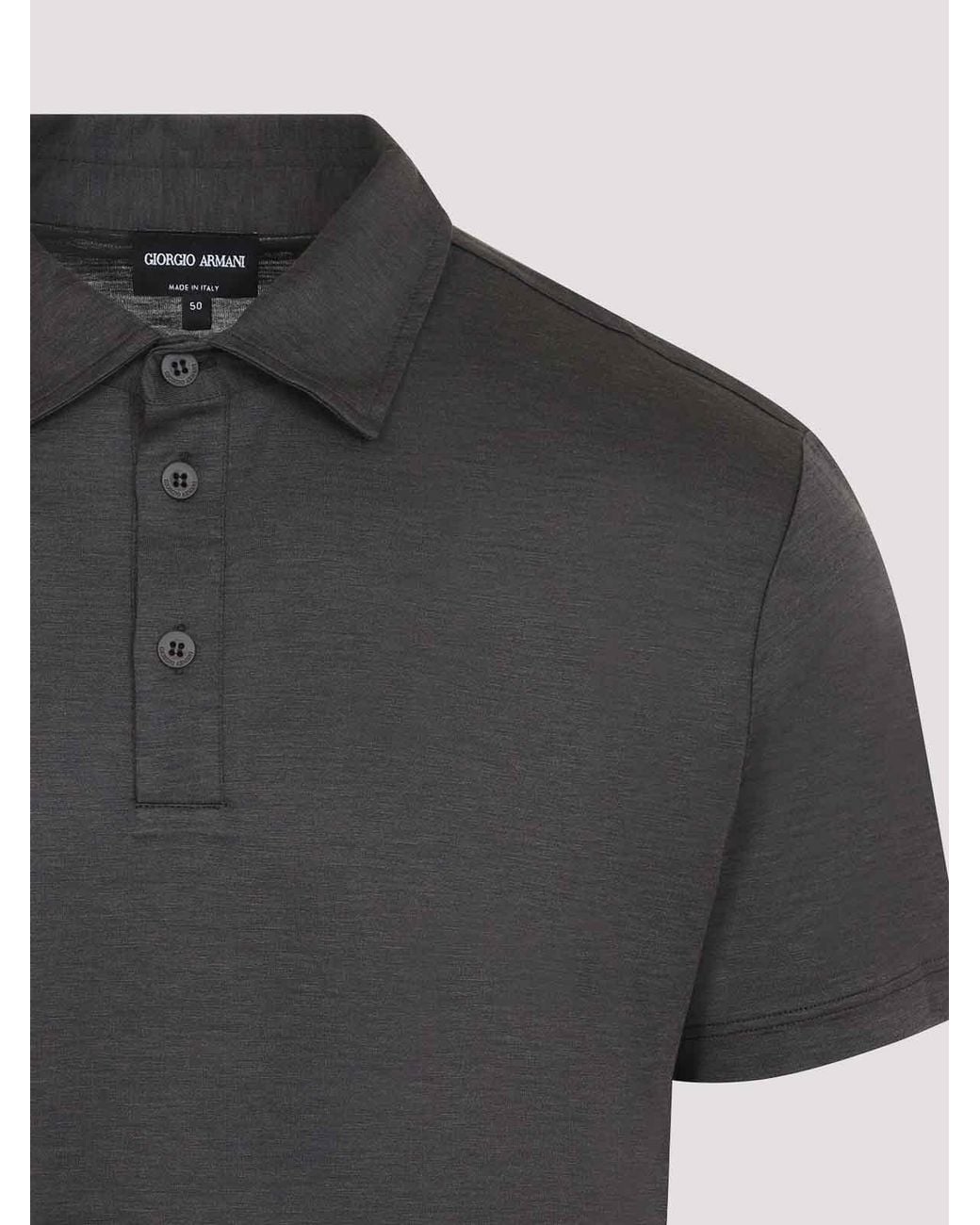 Giorgio Armani Black Silk And Cotton Polo for men