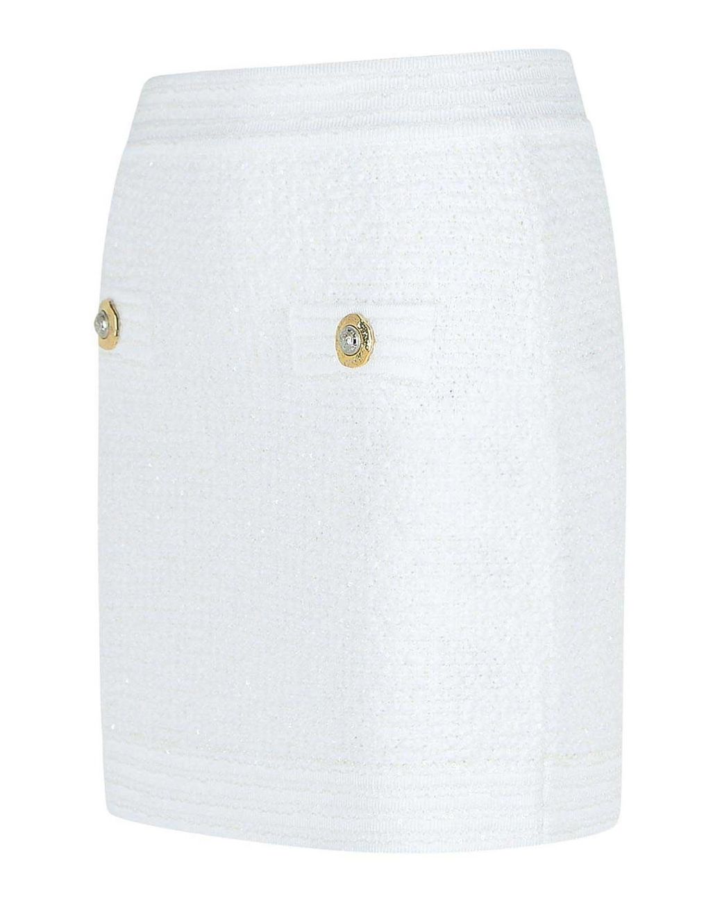 Balmain White Cotton Blend Miniskirt