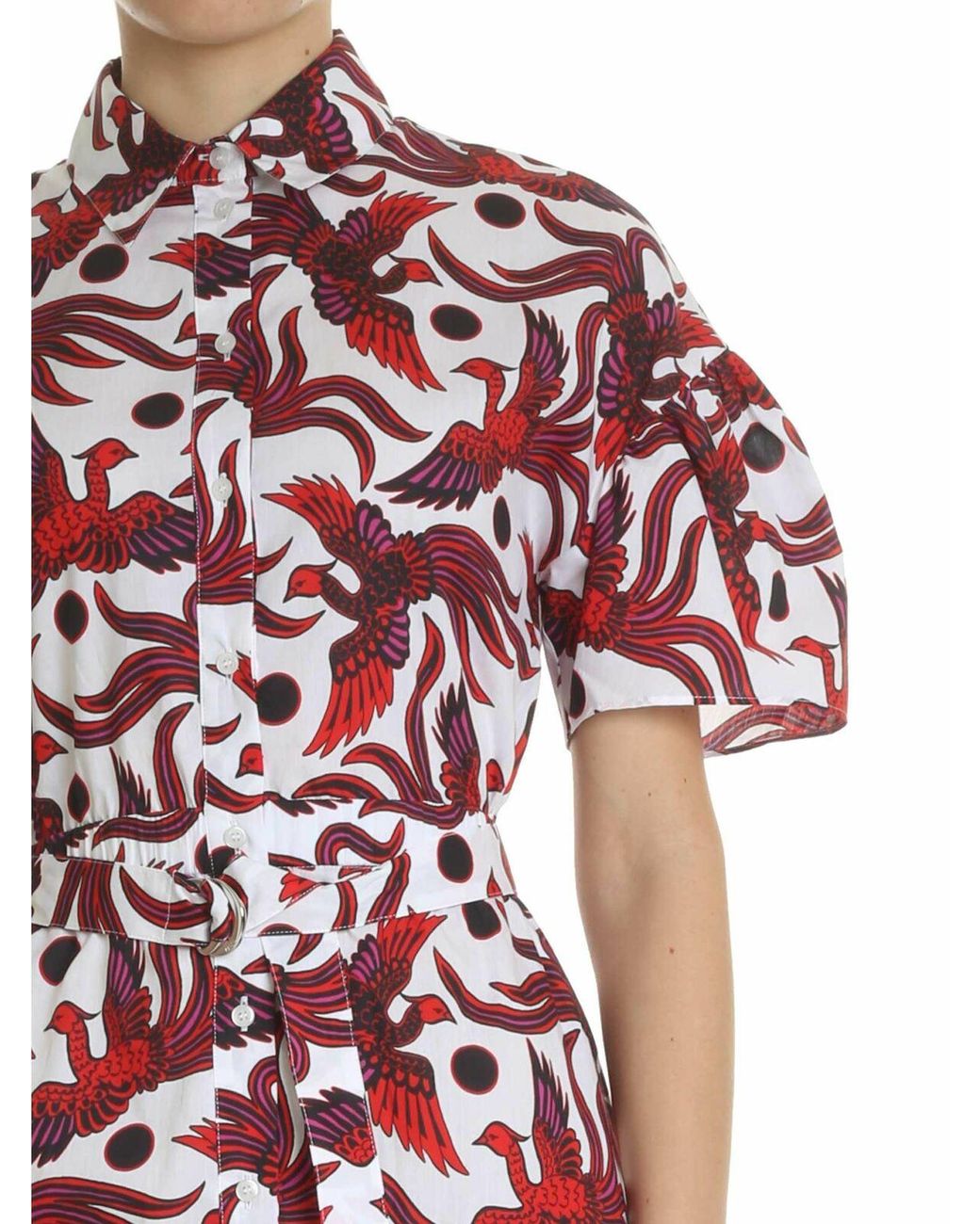 KENZO Red Belted And Shirting Dress