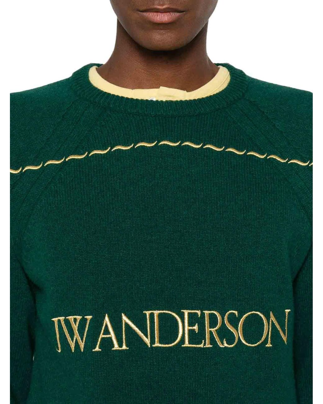 J.W. Anderson Green Wool Sweater With Contrasting Logo for men