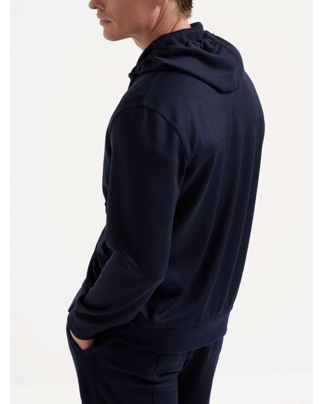 Brunello Cucinelli Blue Hooded Sweatshirt With Zipper for men