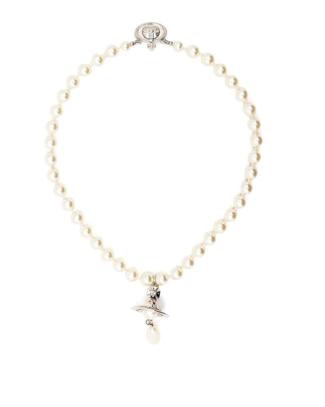 Vivienne Westwood White One Row Pearl Drop Choker