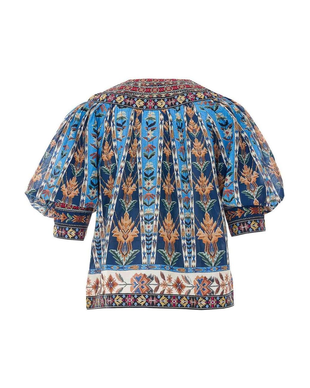 Farm Rio Blue Embroidered Shirt