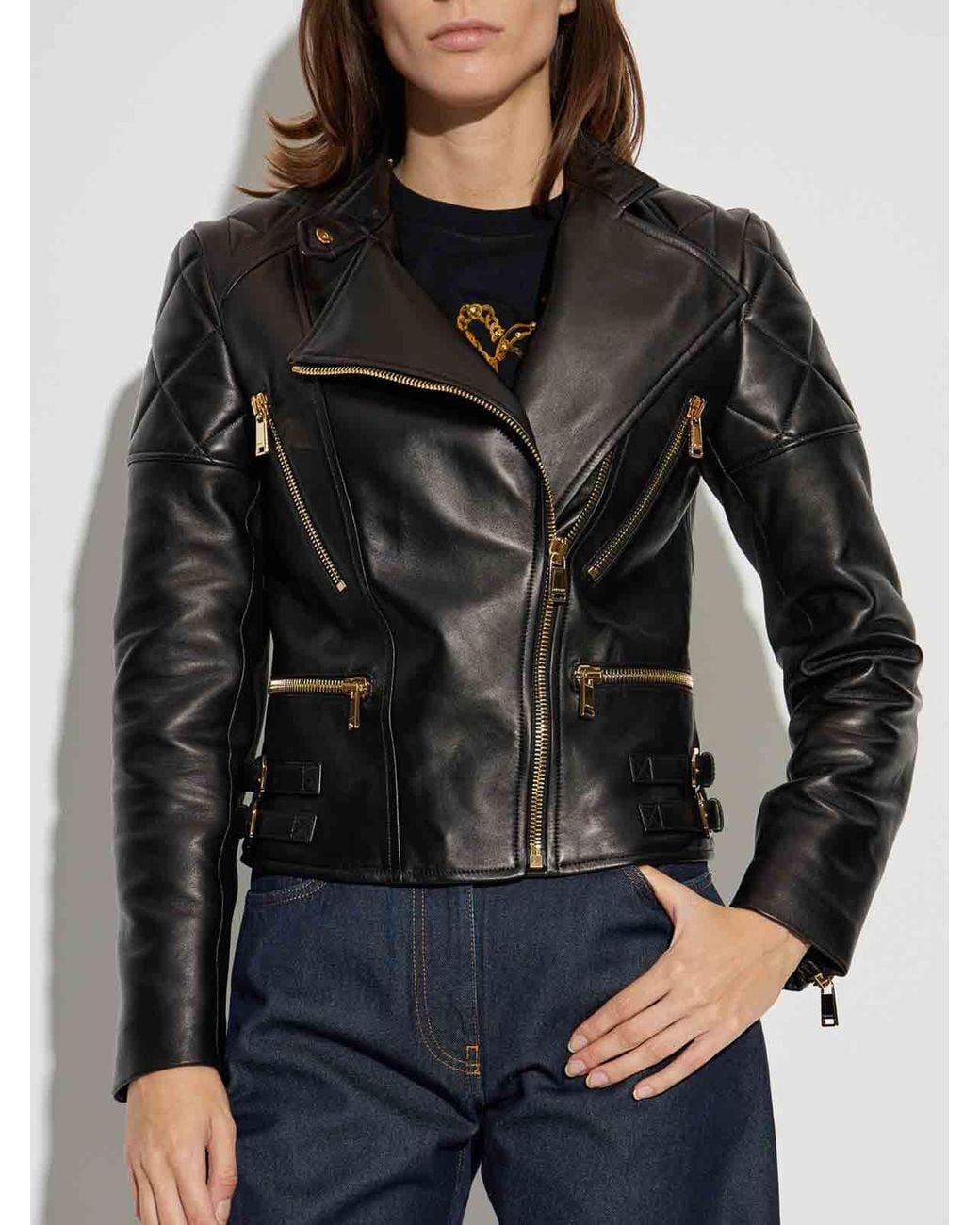 Versace Black Quilted Leather Jacket