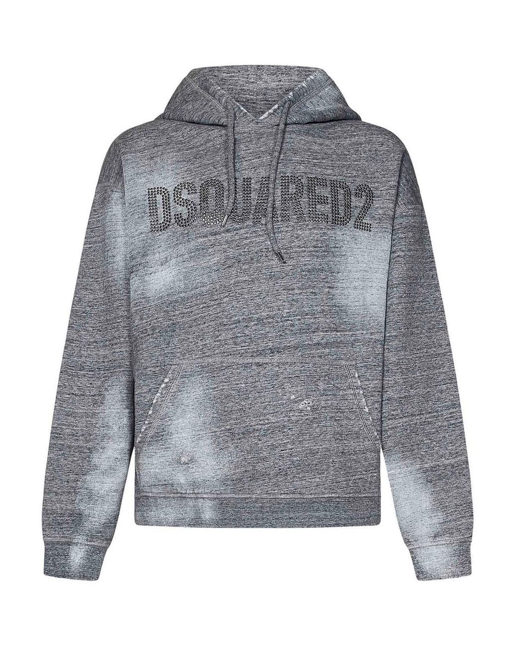 DSquared² Gray Brushed Cotton Fleece Hoodie for men