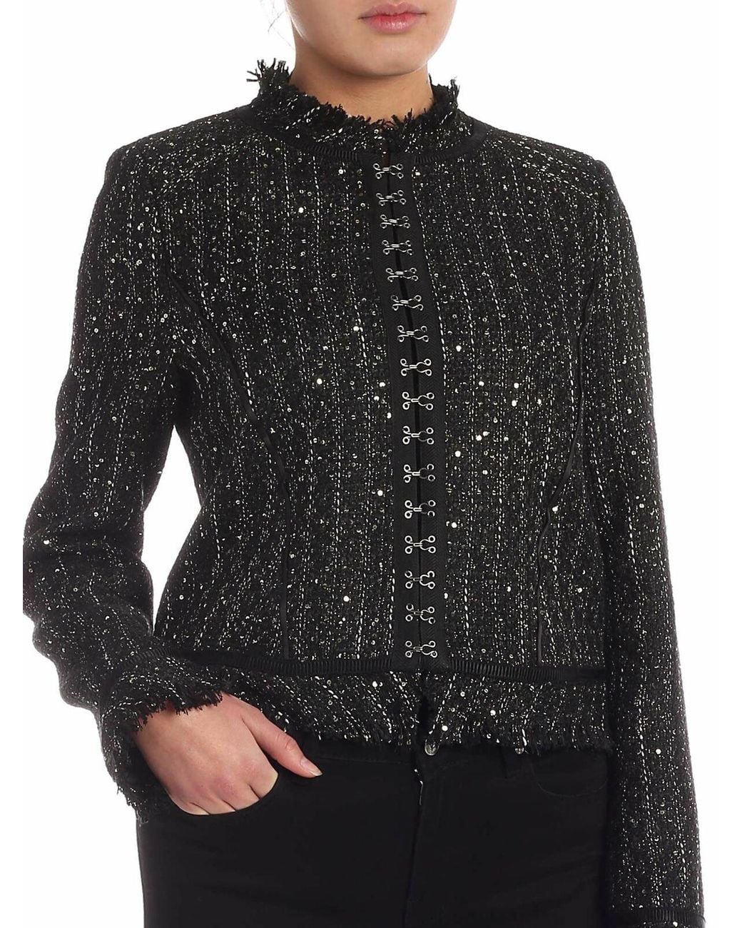 Karl Lagerfeld Black Sparkle Bouclé Jacket
