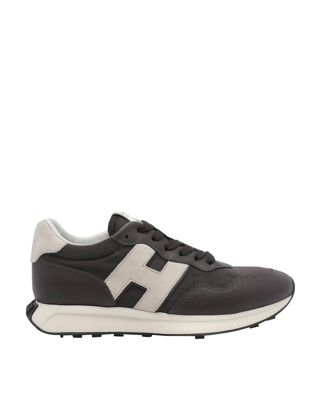 Hogan Brown H601 Smooth Leather And Mesh Sneakers With H Logo And Notched Sole for men