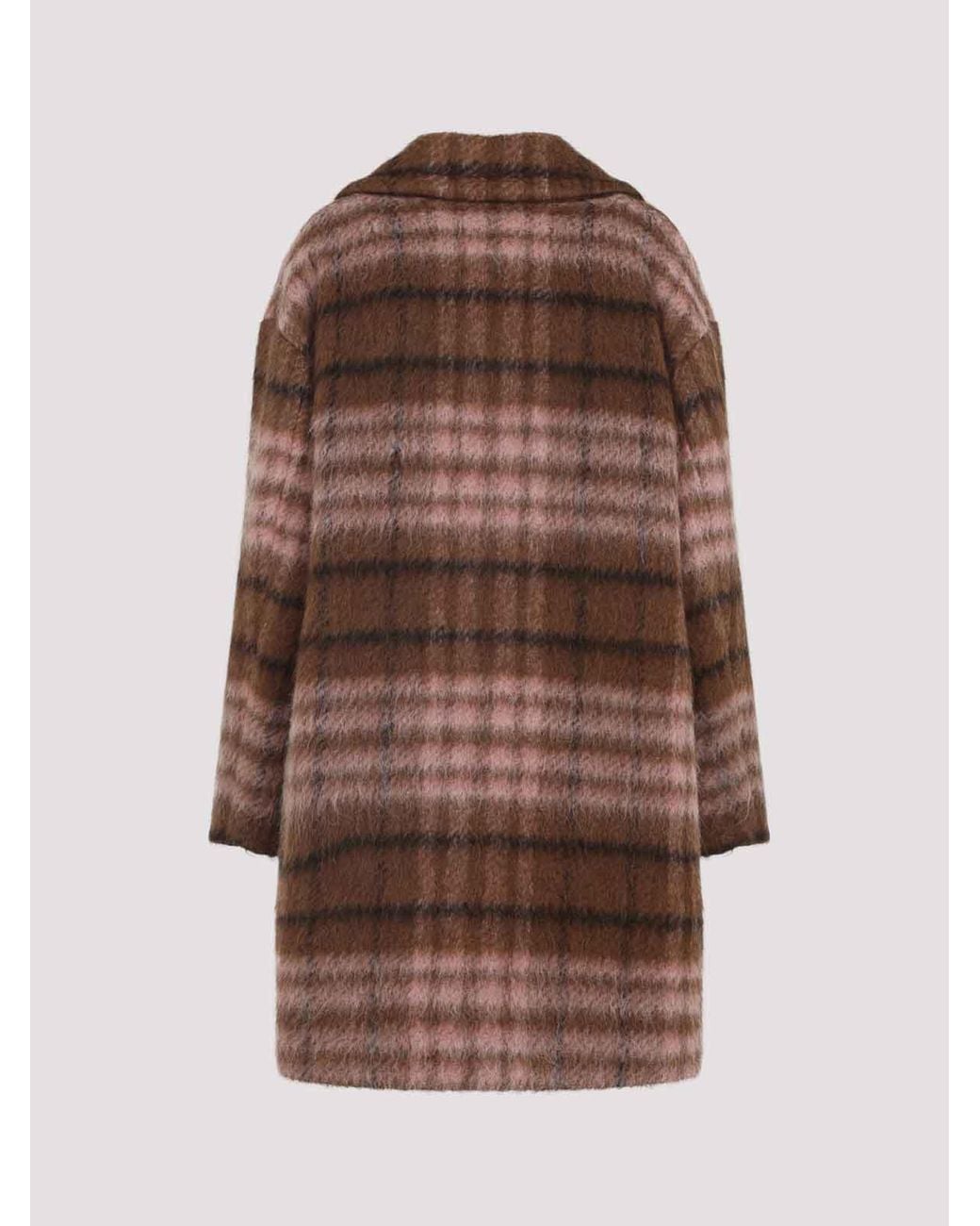 Moschino Brown Checked Double-Breasted Coat