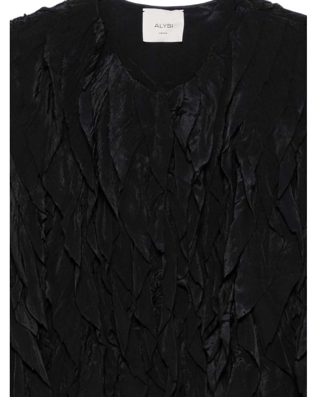 Alysi Black Ruffled Bomber Jacket