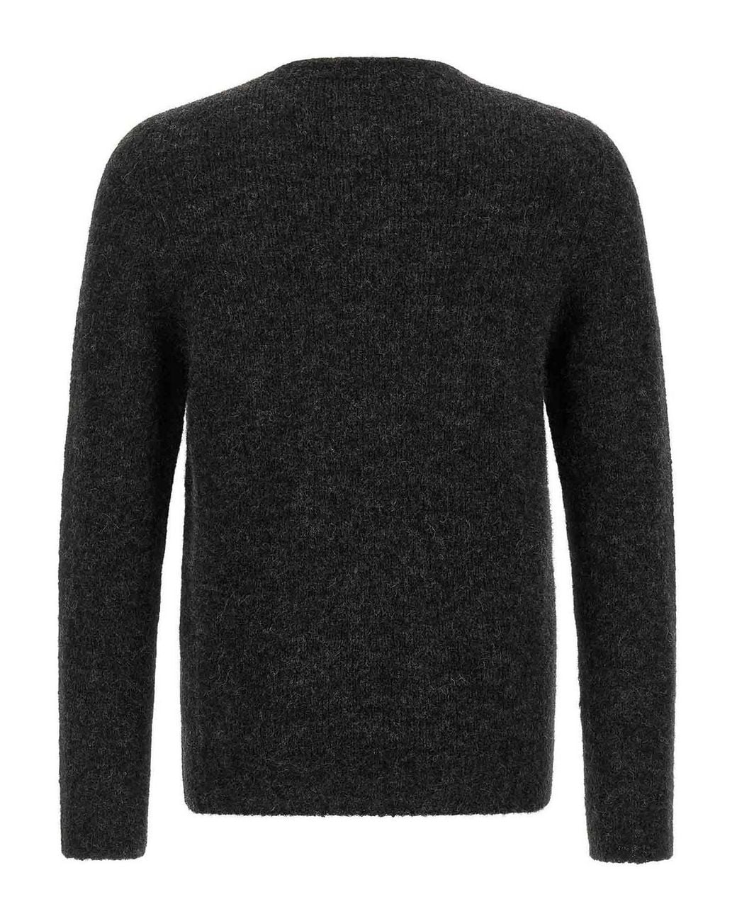 Oliver Lattughi Black Brushed Alpaca Sweater for men