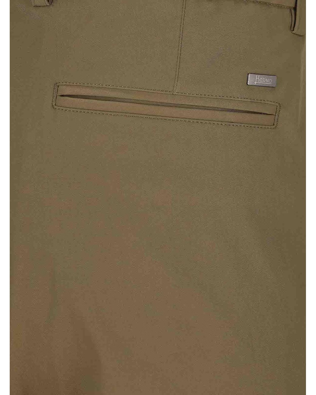 Herno Green Mechanical Stretch Twill Trousers for men