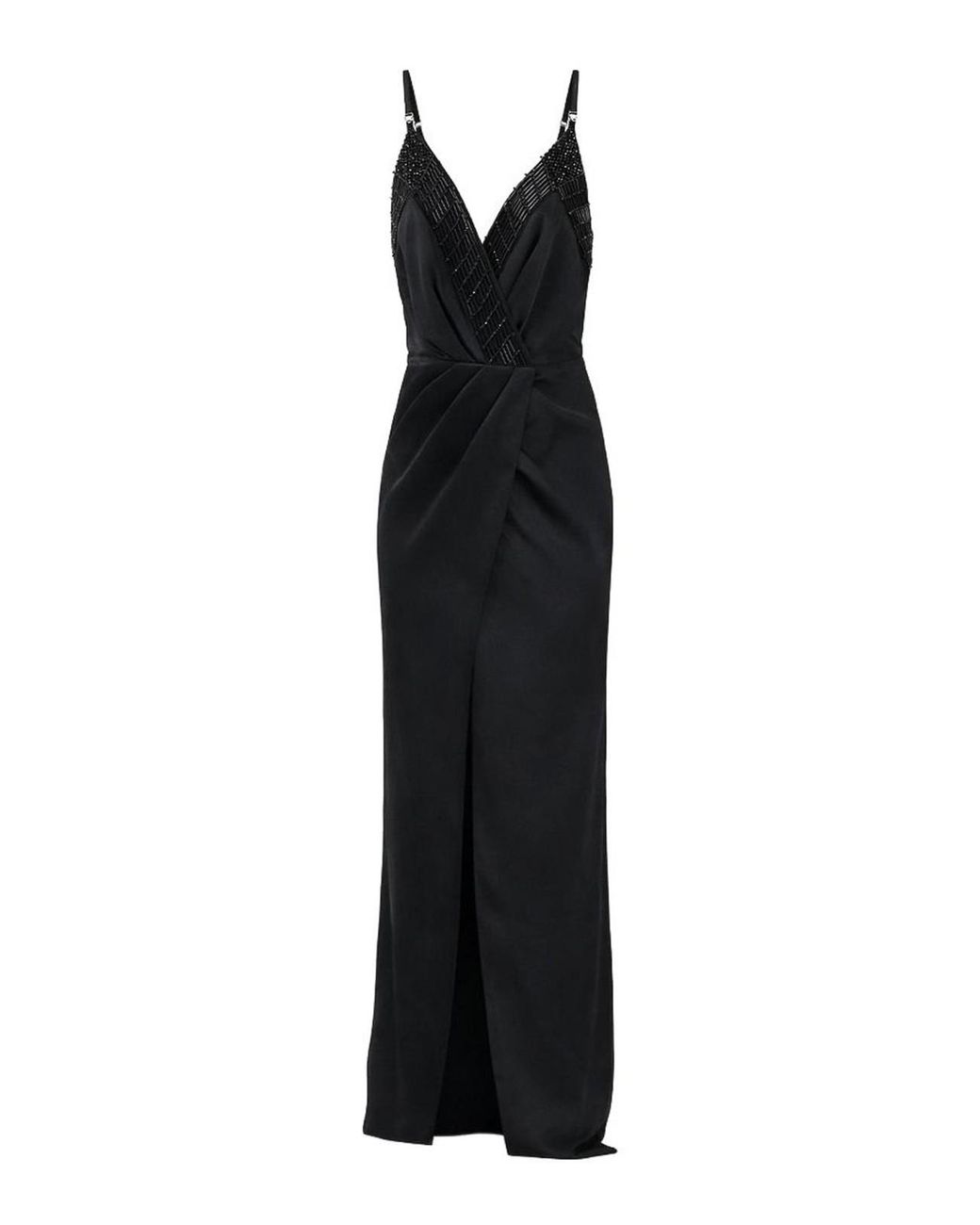 Elisabetta Franchi Black S Carpet Dress With Embroidered Crystals