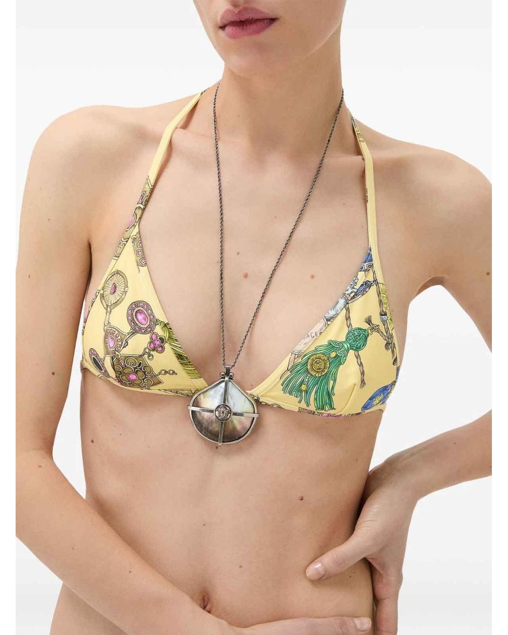 Versace Metallic Triangle Bikini Top
