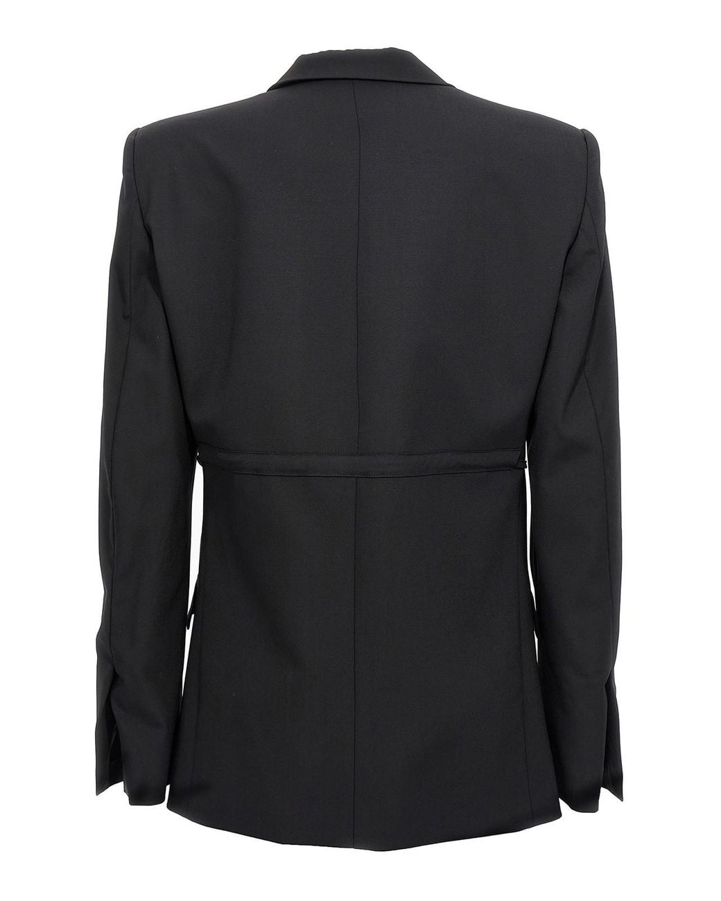 Nensi Dojaka Black Double Breast Drawstring Blazer Jacket