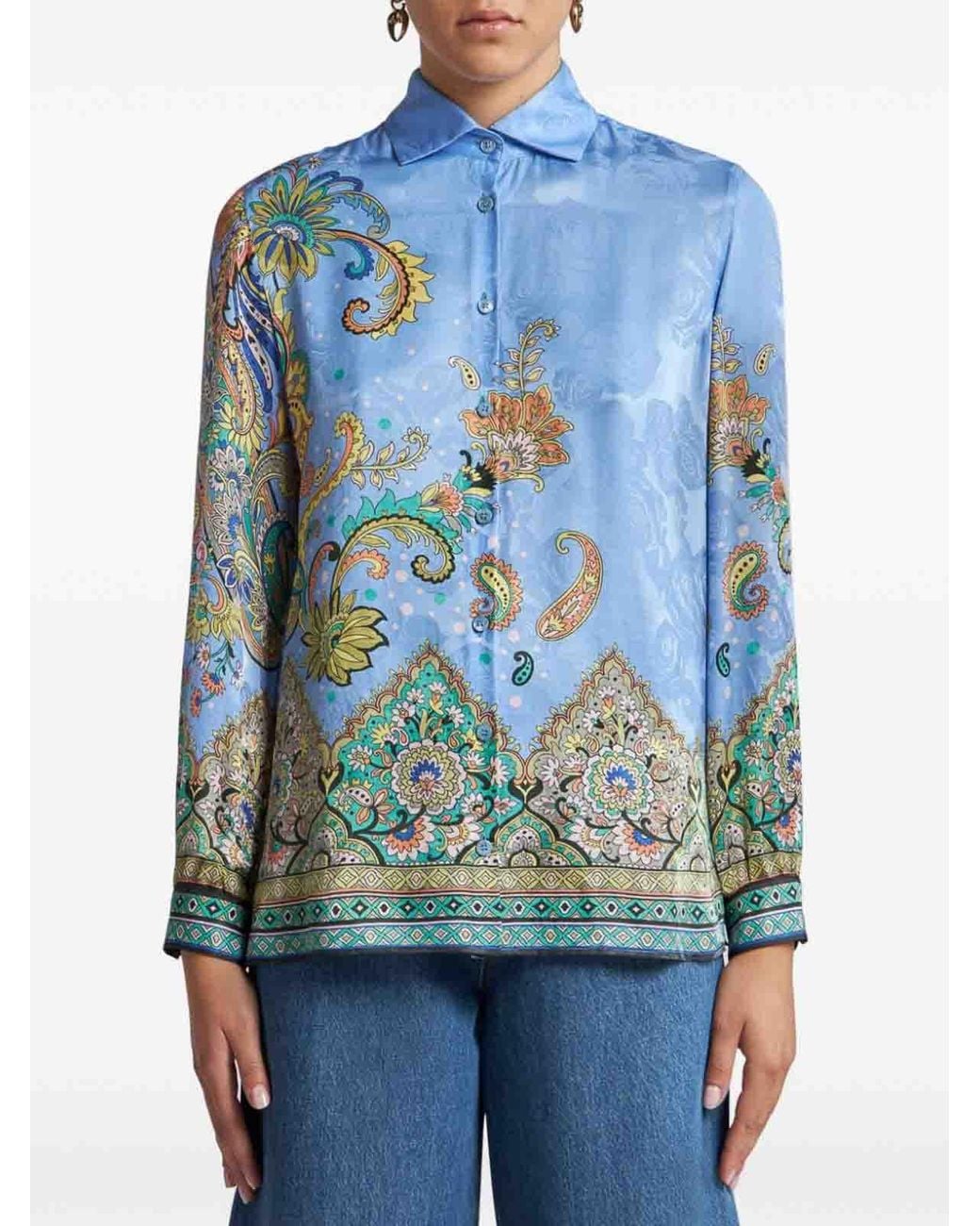 Etro Blue Paisley Print Shirt