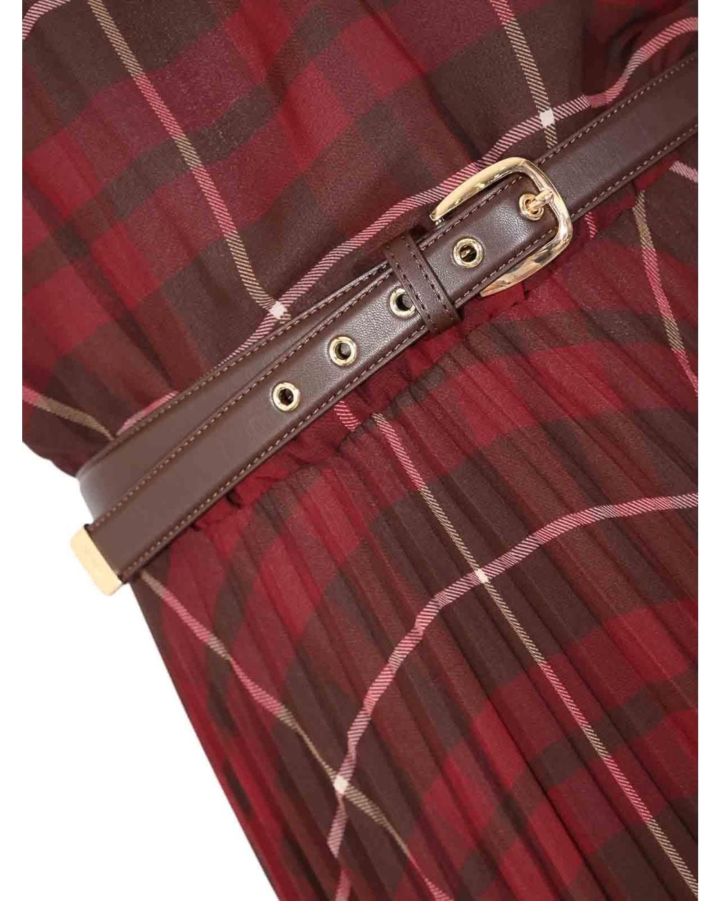 Max Mara Red Mstvista Checked Dress With Belt