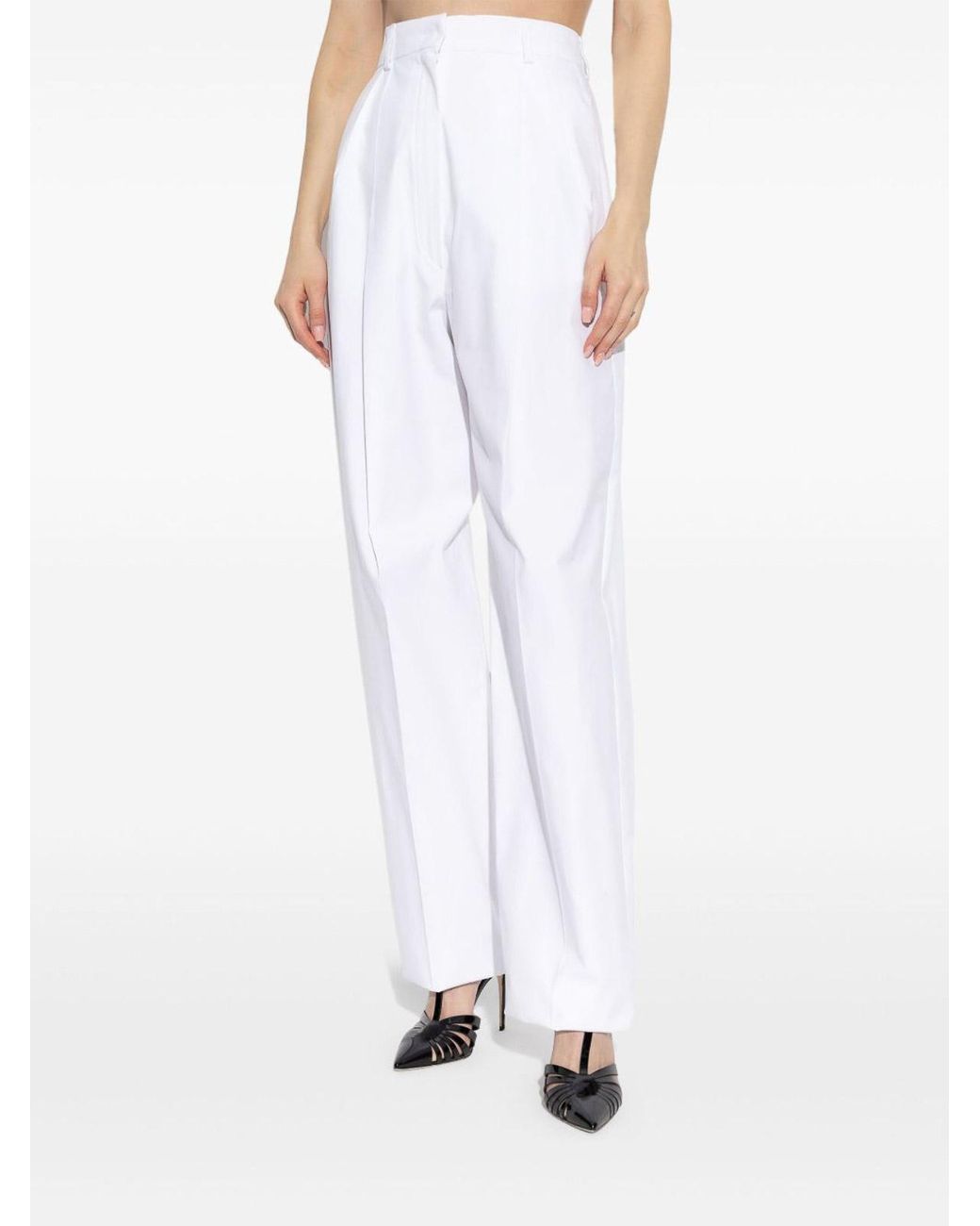 Sportmax White Cotton Trousers