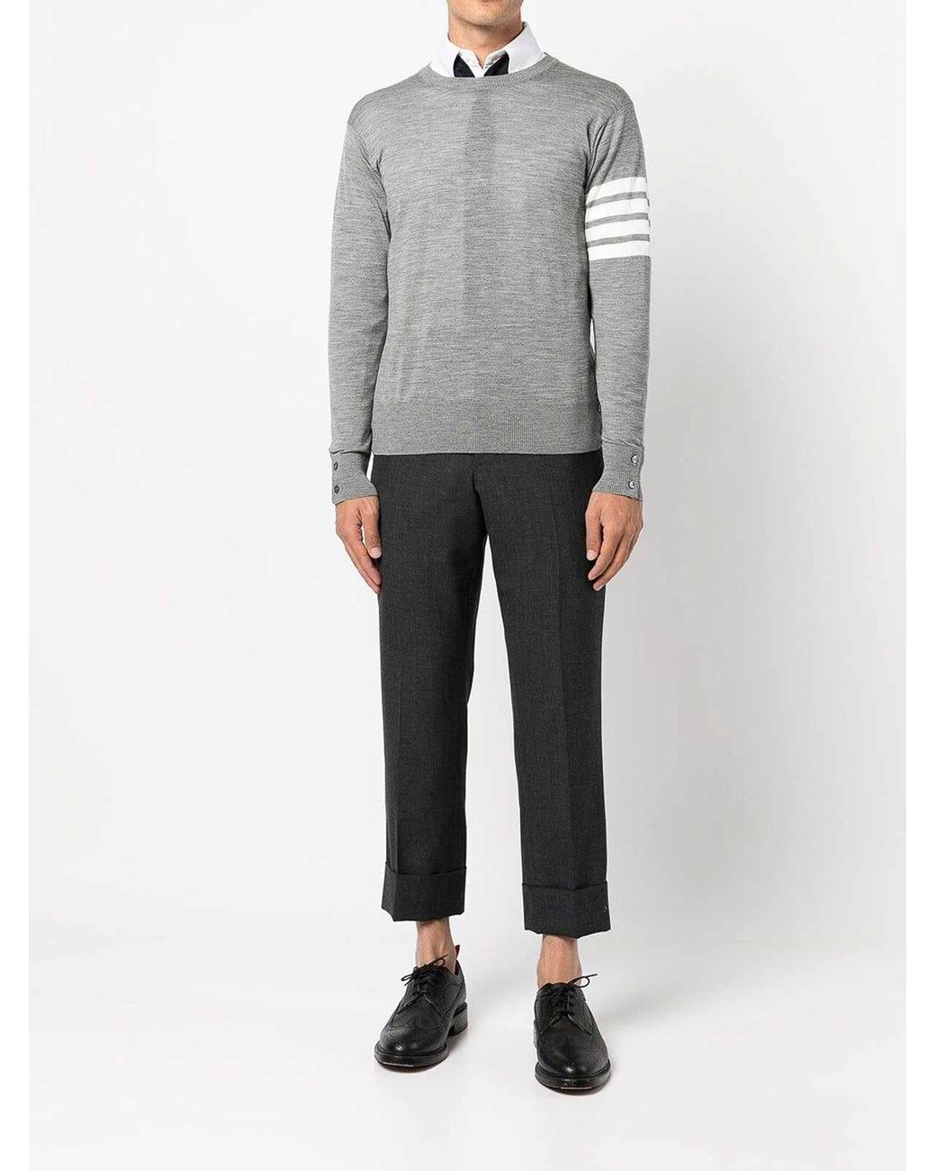 Thom Browne Gray 4Bar Wool Sweater for men