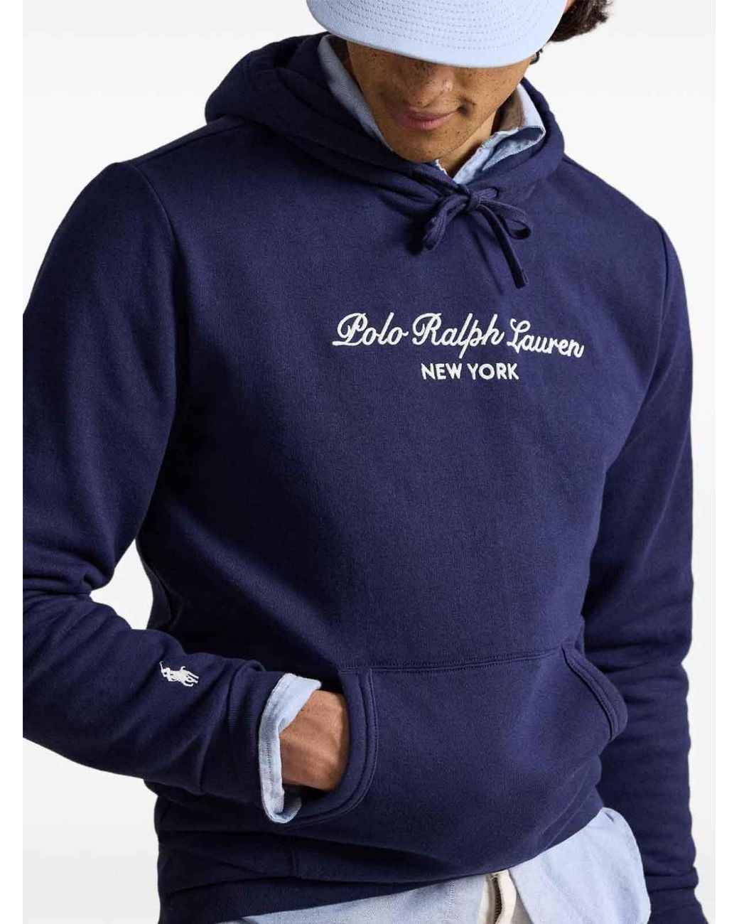 Polo Ralph Lauren Blue Hoodie With Kangaroo Pocket for men