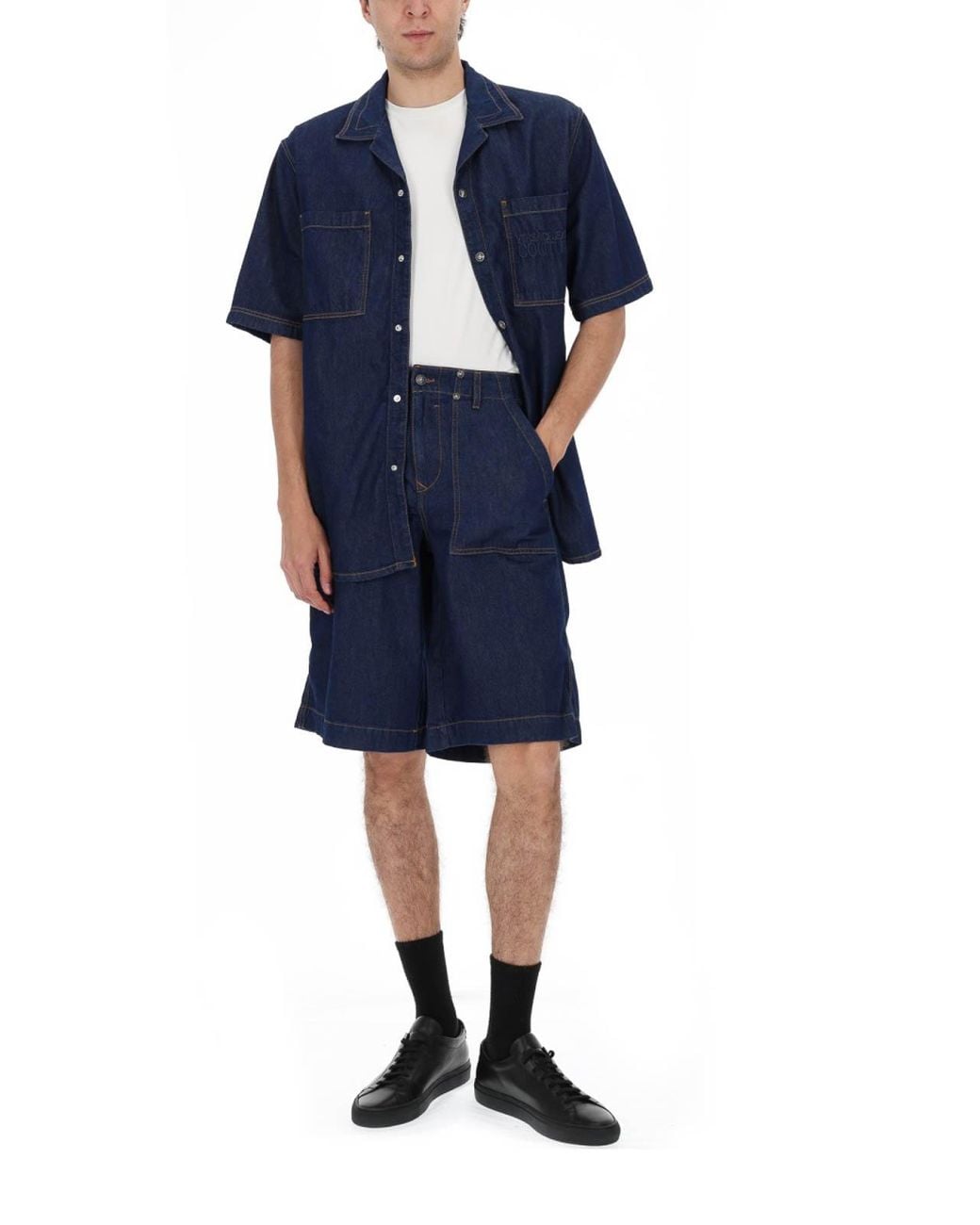 Versace Jeans Couture Blue Shirt With Logo for men