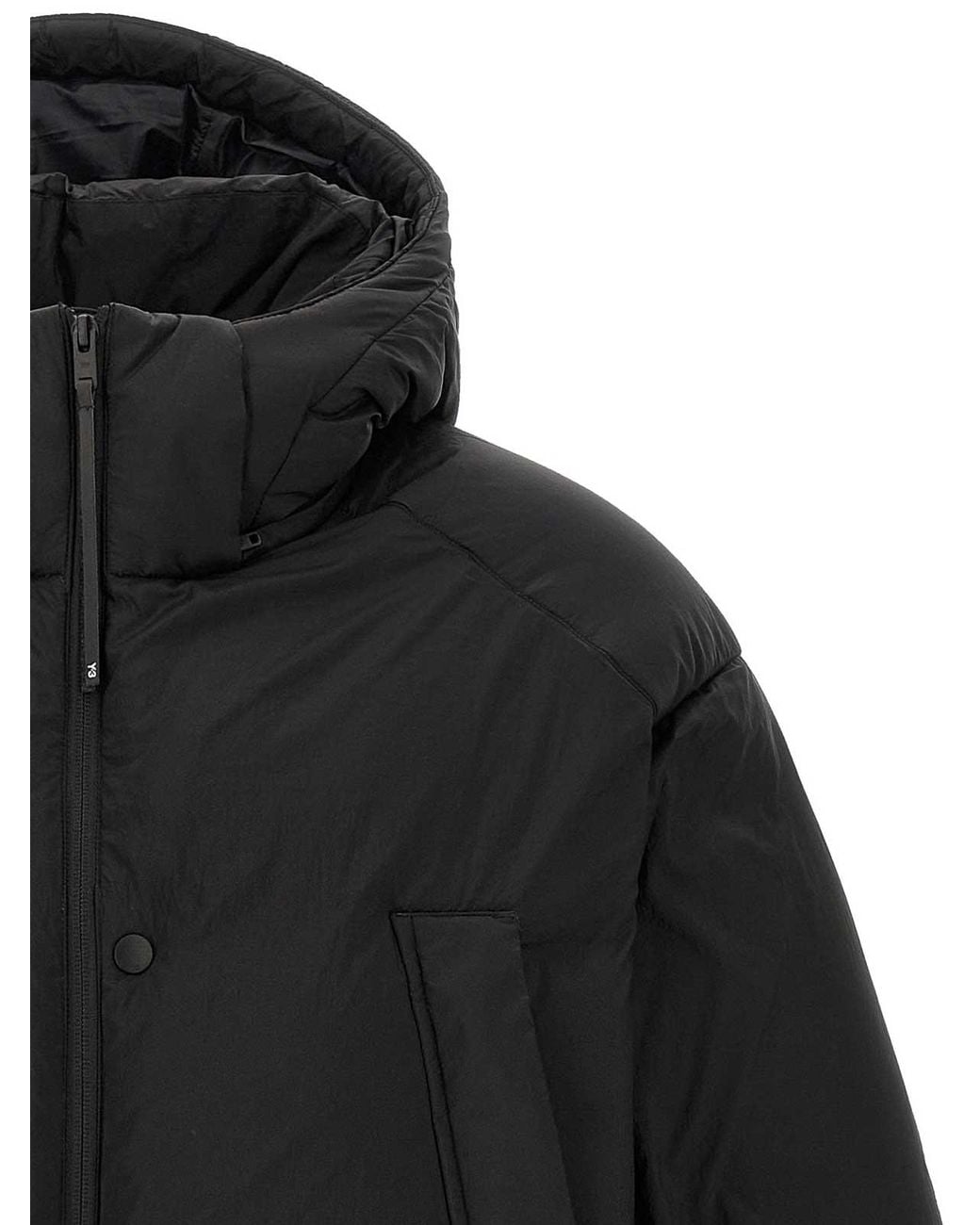 Y-3 Black Detachable Hood Puffer Jacket for men