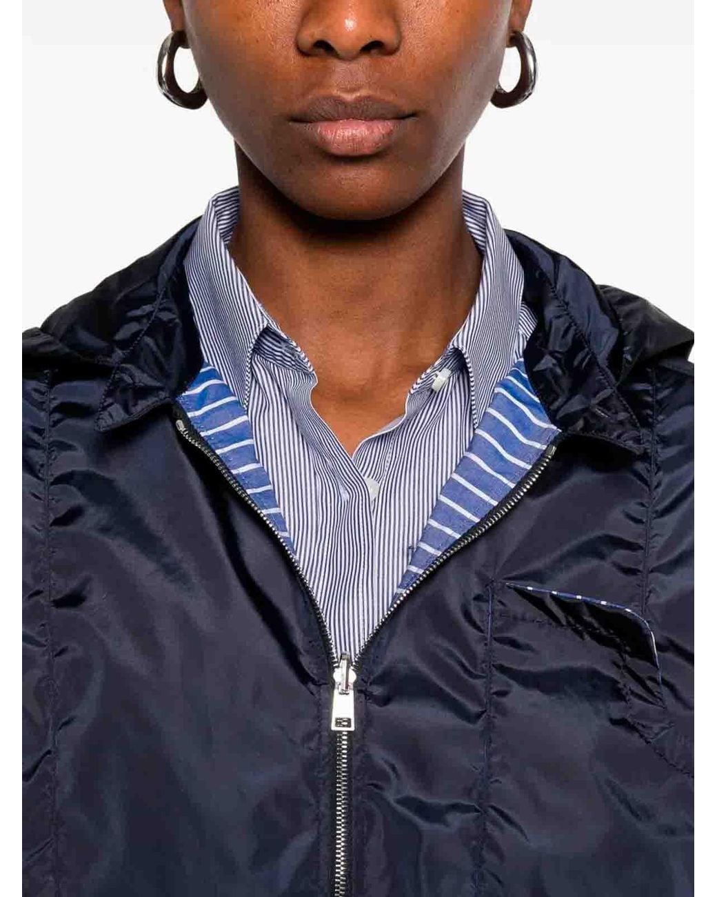 CUANTICO Blue Short Nylon Reversible Jacket With Hood