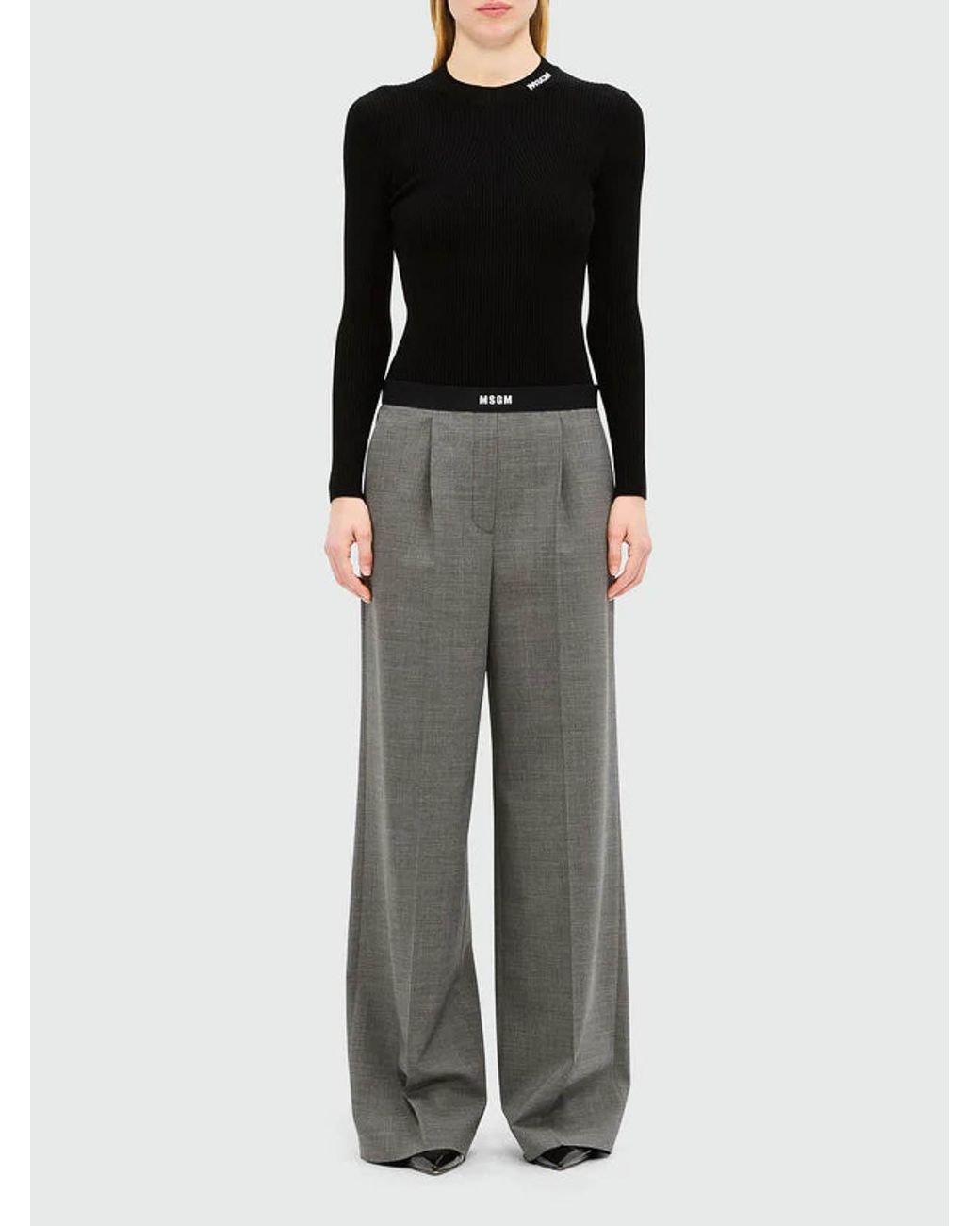 MSGM Gray Msgm Pantalone