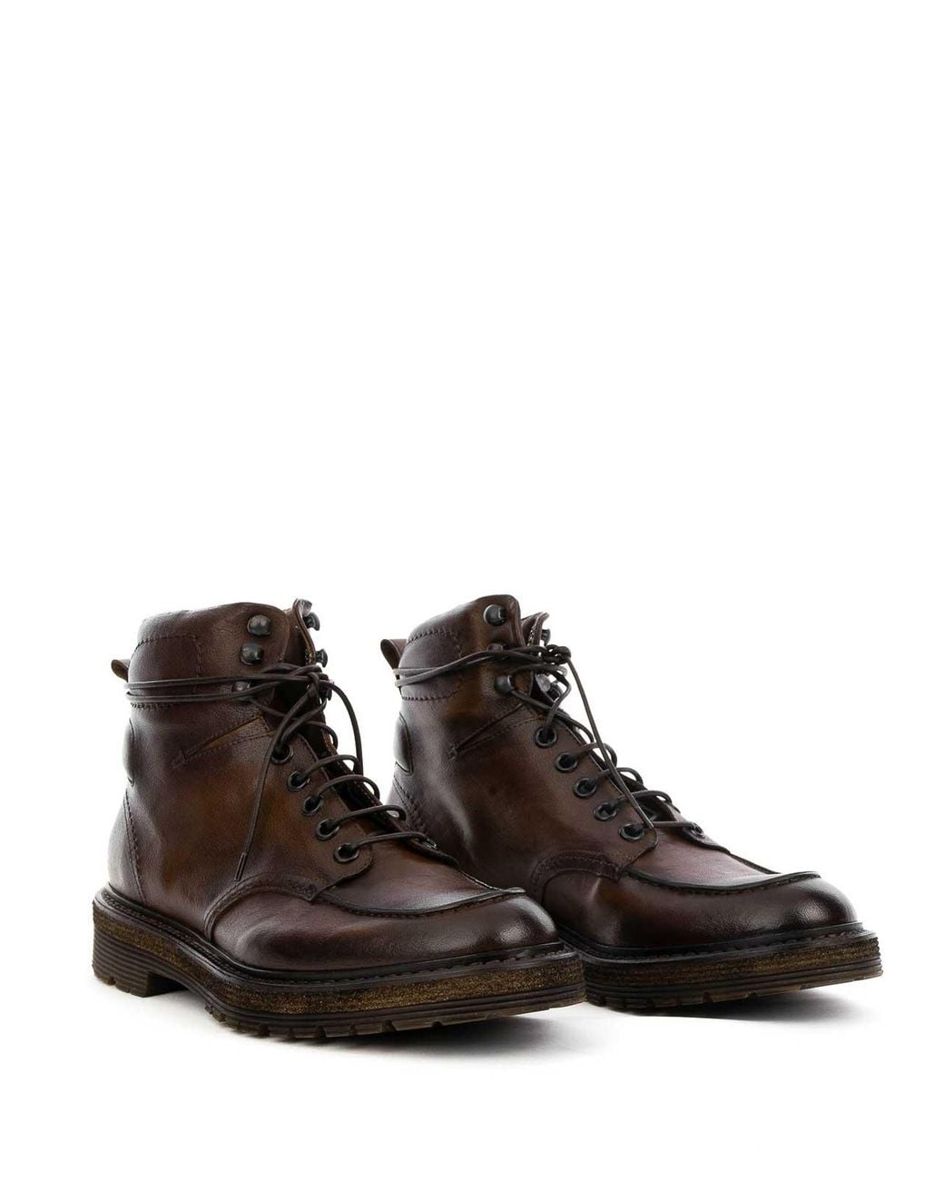 Corvari Brown Leather Mahogany Boot With Laces for men