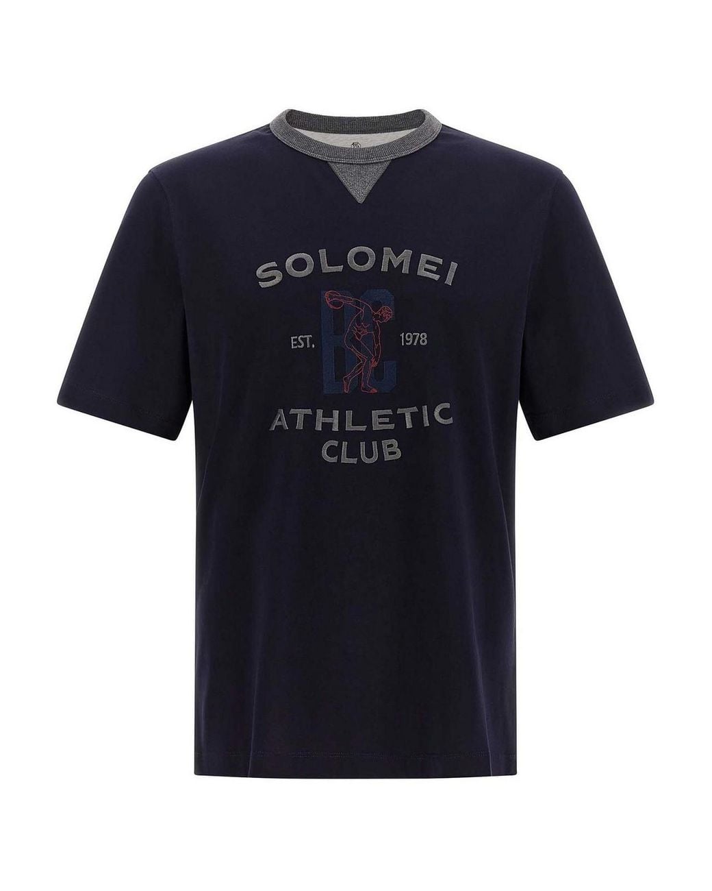 Brunello Cucinelli Blue Solomei Athletic Club T-Shirt for men