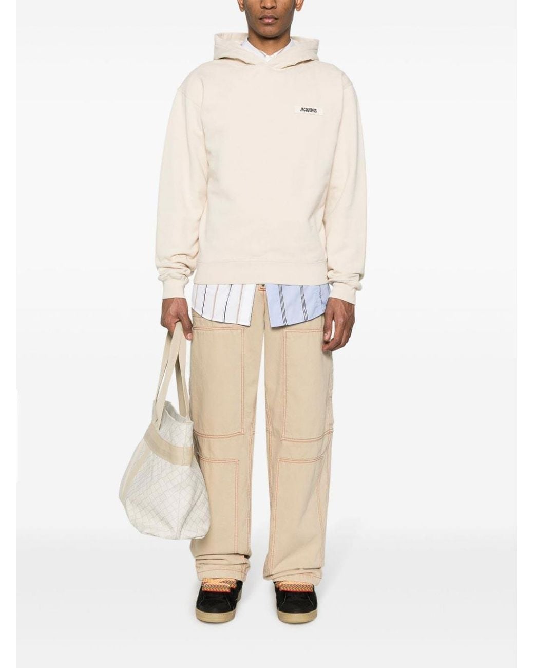 Jacquemus White The Gros Grain Logo Hoodie for men