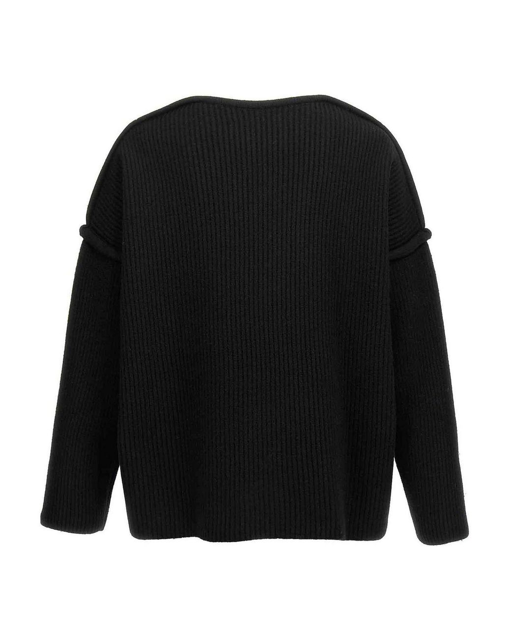 Jil Sander Black Geometric Neckline Sweater for men