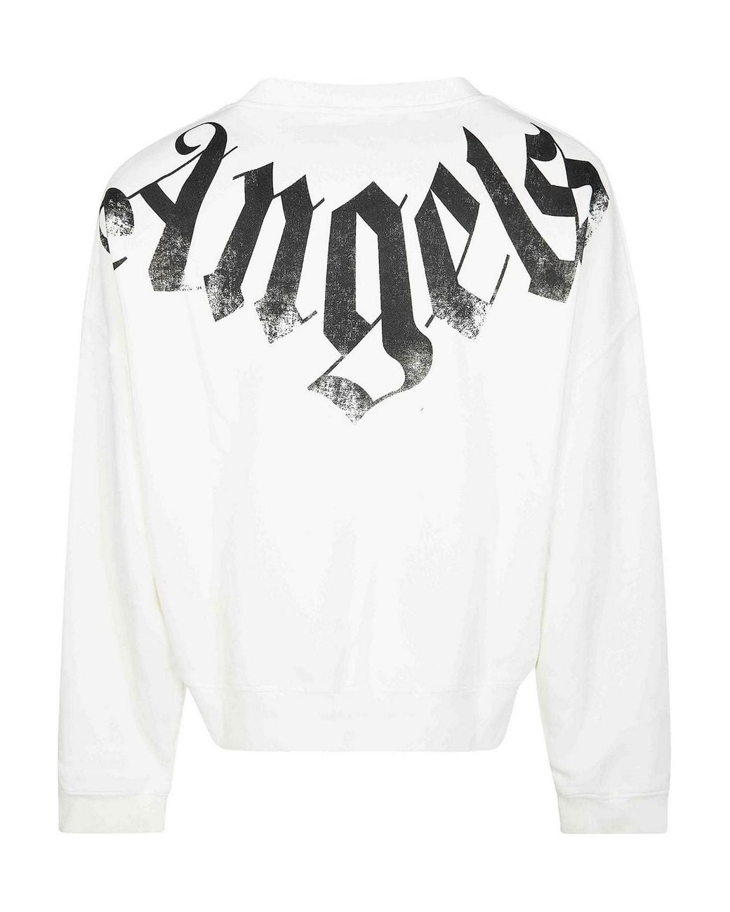 Palm Angels White Big Neck Logo Cropped Sweatshirts for men
