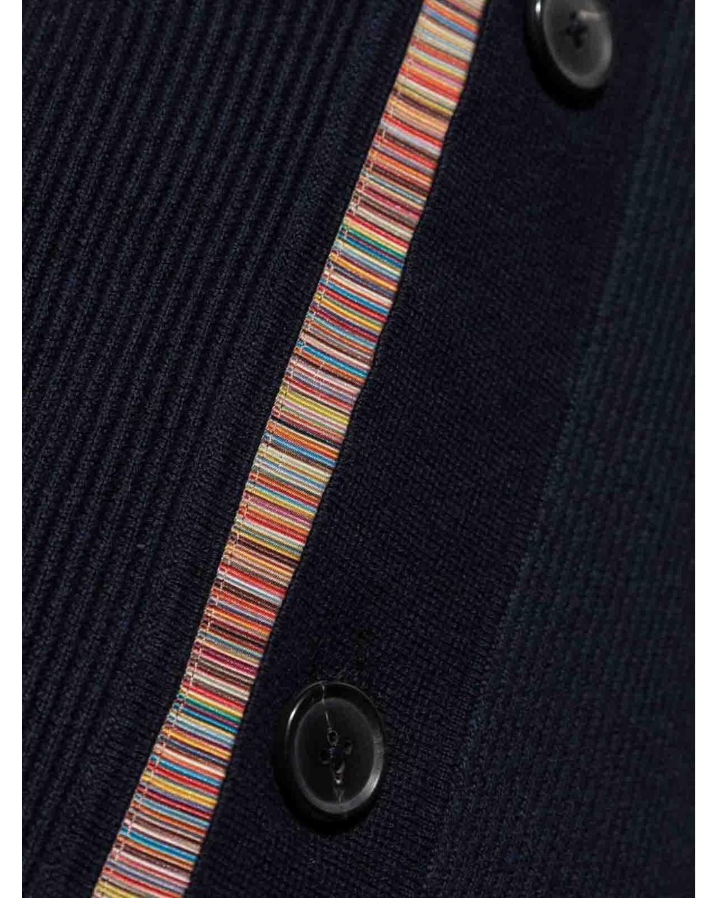 Paul Smith Blue Cardigan With Signature Stripes Band for men