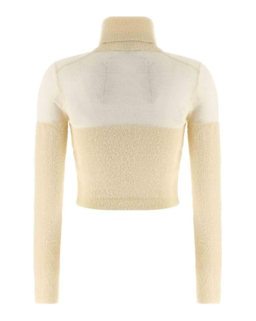 Elisabetta Franchi White Brushed Insert Turtleneck Sweater