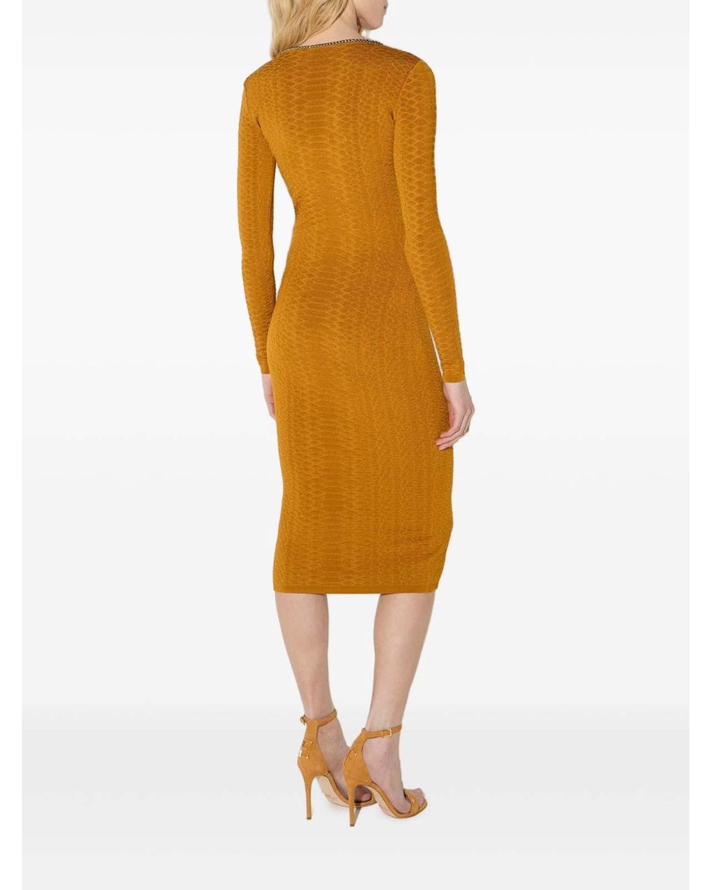 Elisabetta Franchi Multicolor Knit Dress With Snake Pattern