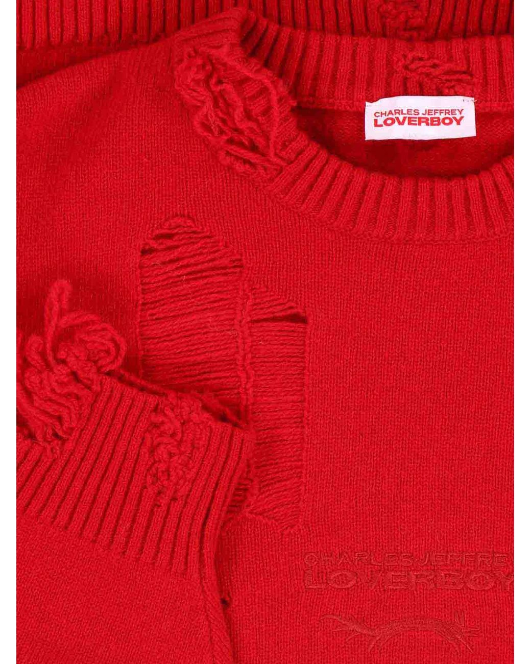 Charles Jeffrey Red Wool Blend Sweater for men