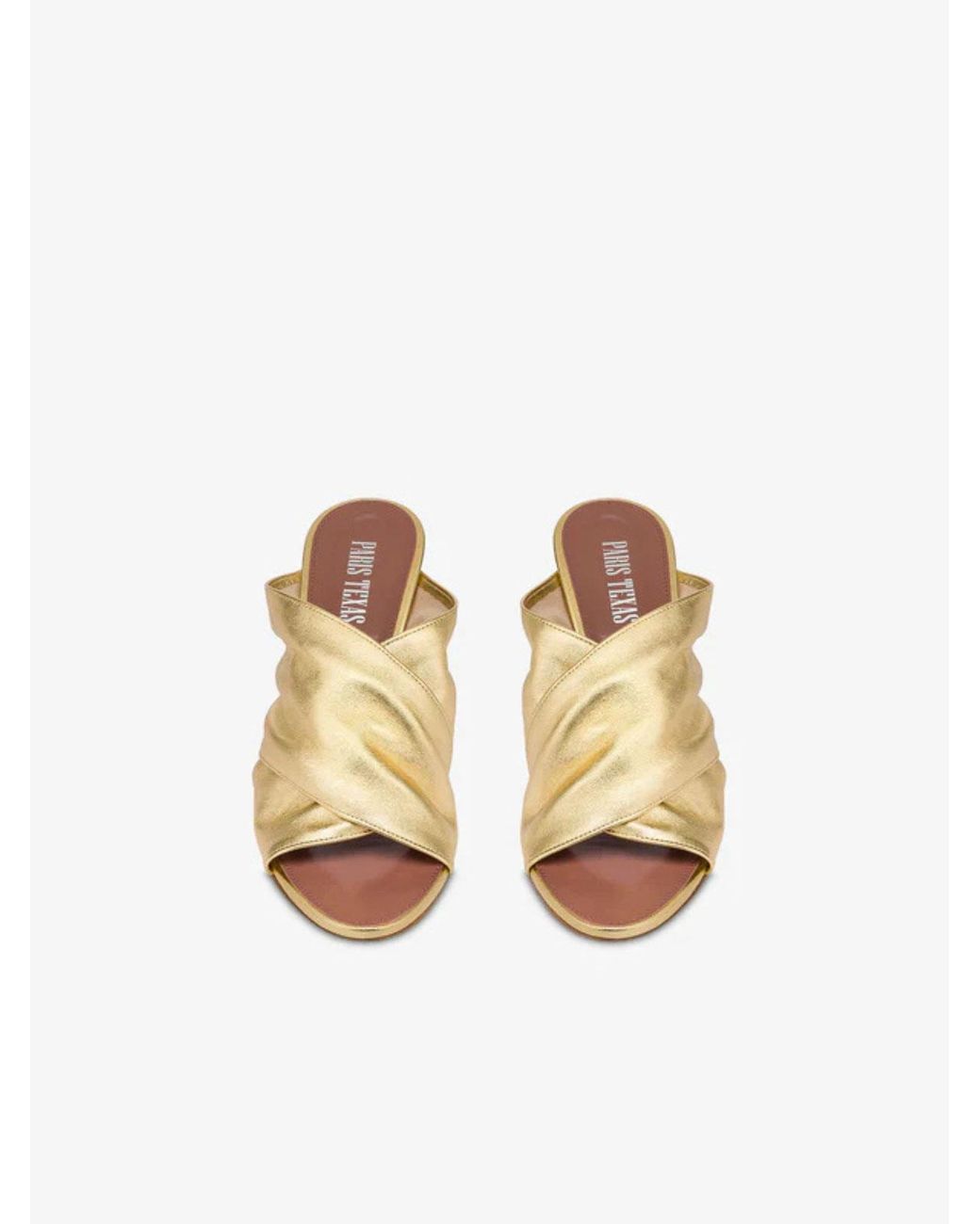 Paris Texas Natural Ruched Leather Mules Open Toe Heels