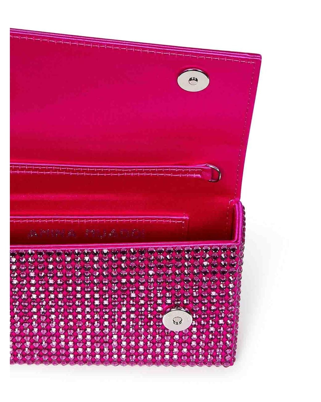 AMINA MUADDI Purple Fuchsia Clutch With Crystals