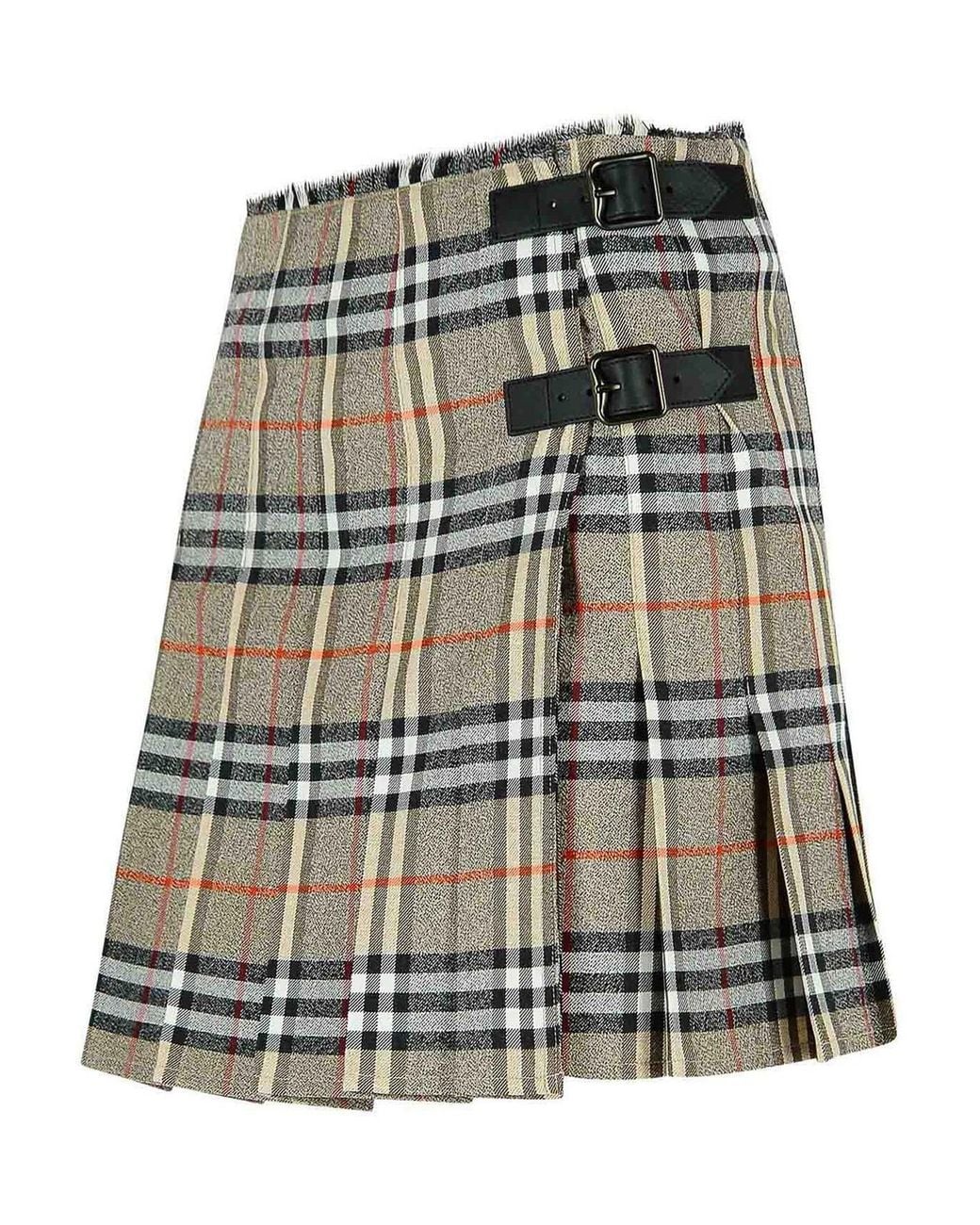 Burberry Gray Wool Mini Kilt