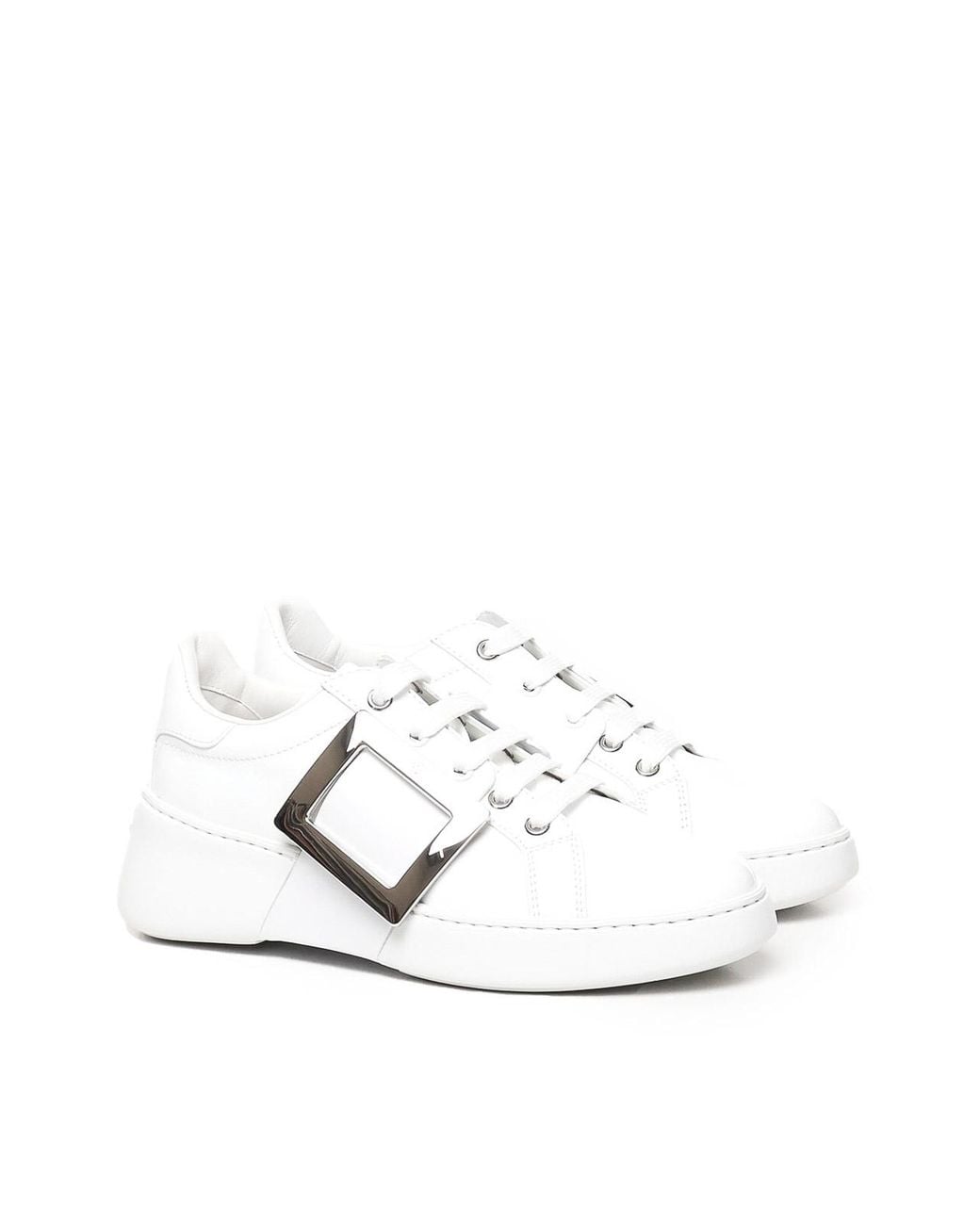 Roger Vivier White Viv' Skate Leather Sneakers