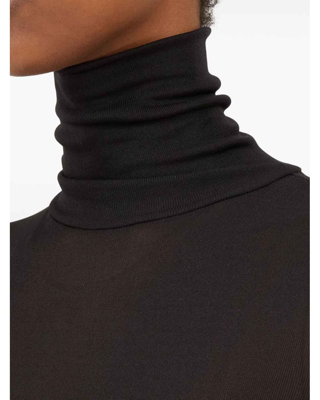 Maison Margiela Black High Neck Bodysuit With Long Sleeves