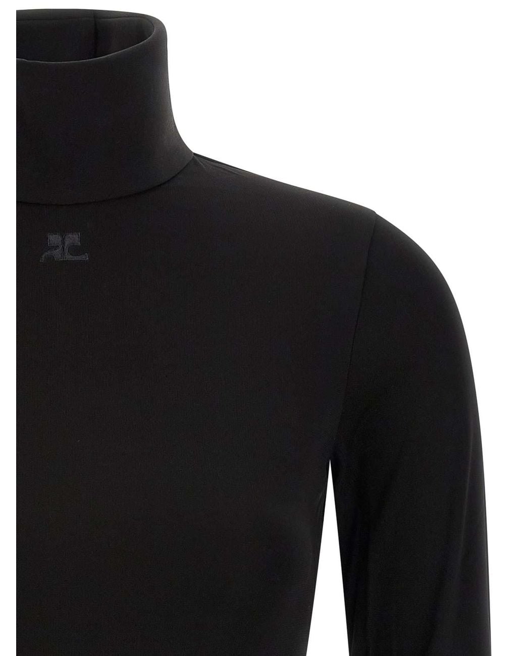 Courreges Black Jersey Mockneck Bodysuit